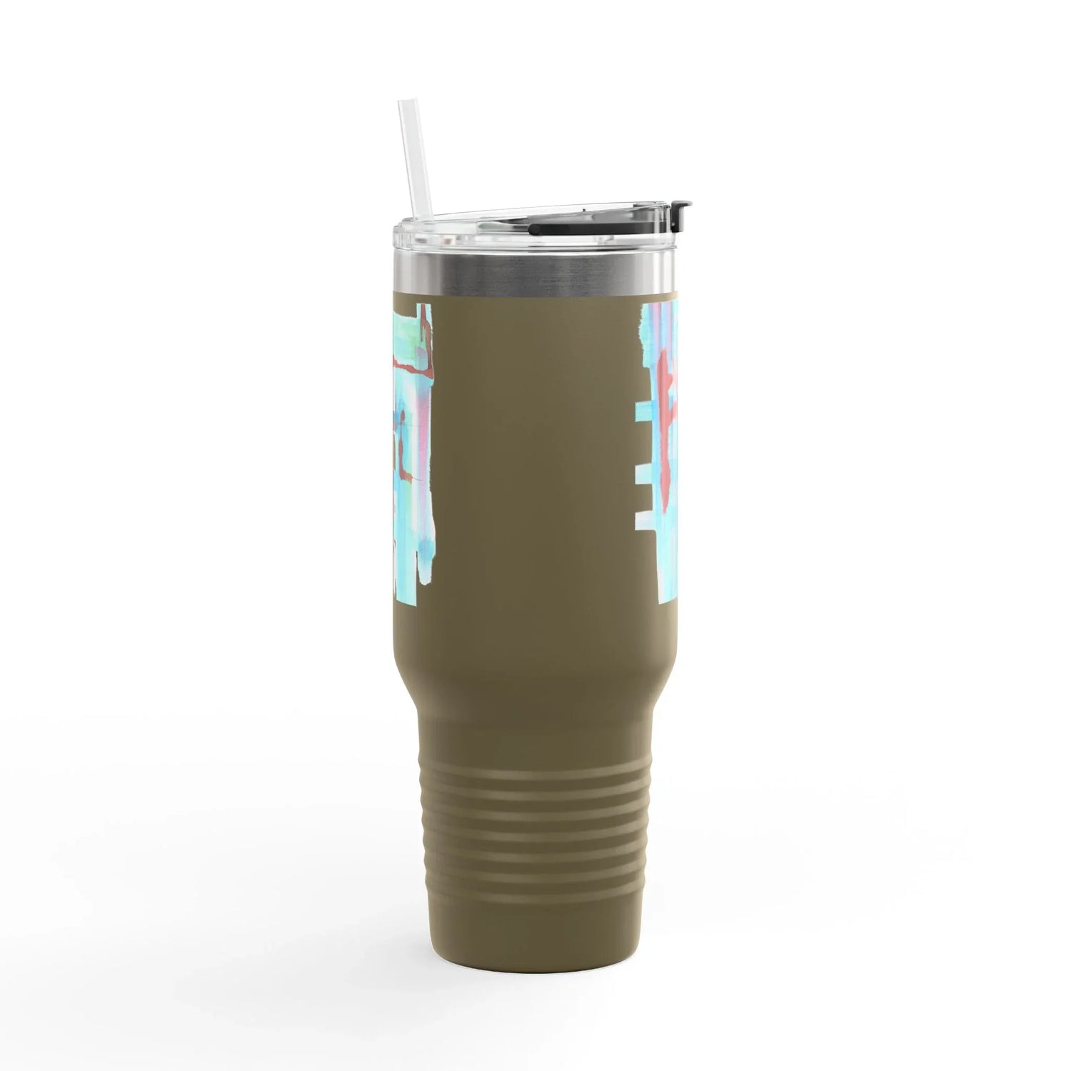 40oz Insulated Travel Mug – Stuctures Liquides Watercolor Design - Laure Leprince - Artiste Peintre