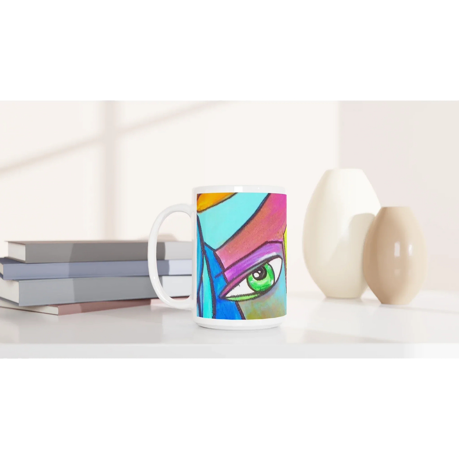 Mug en céramique blanche 44 cl – Grand format, design et qualité durable - Laure Leprince - Artiste Peintre
