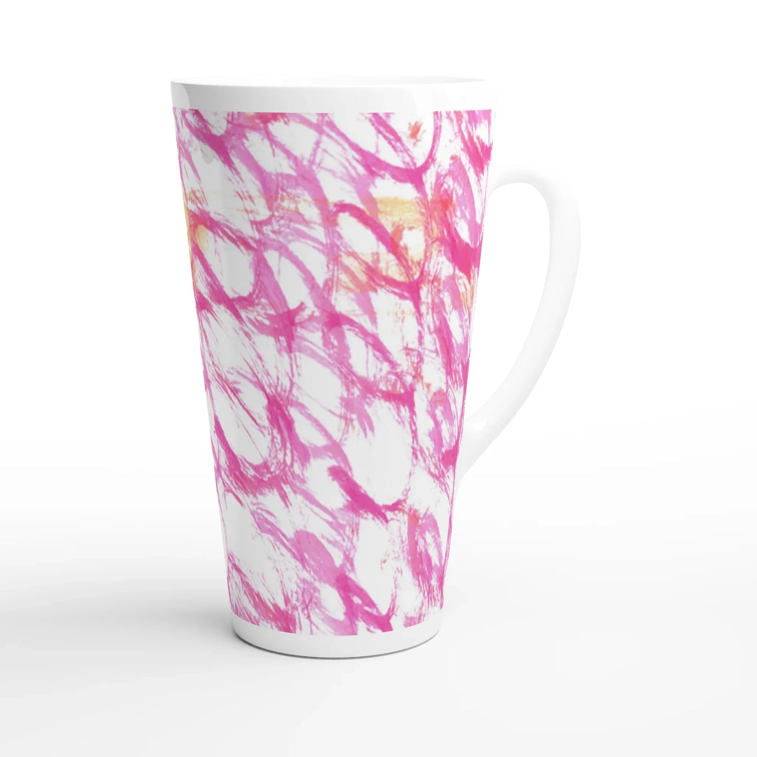 Mug à Latte en Céramique Blanche 500 ml Pink Waves – Élégant, durable et brillant - Laure Leprince - Artiste Peintre