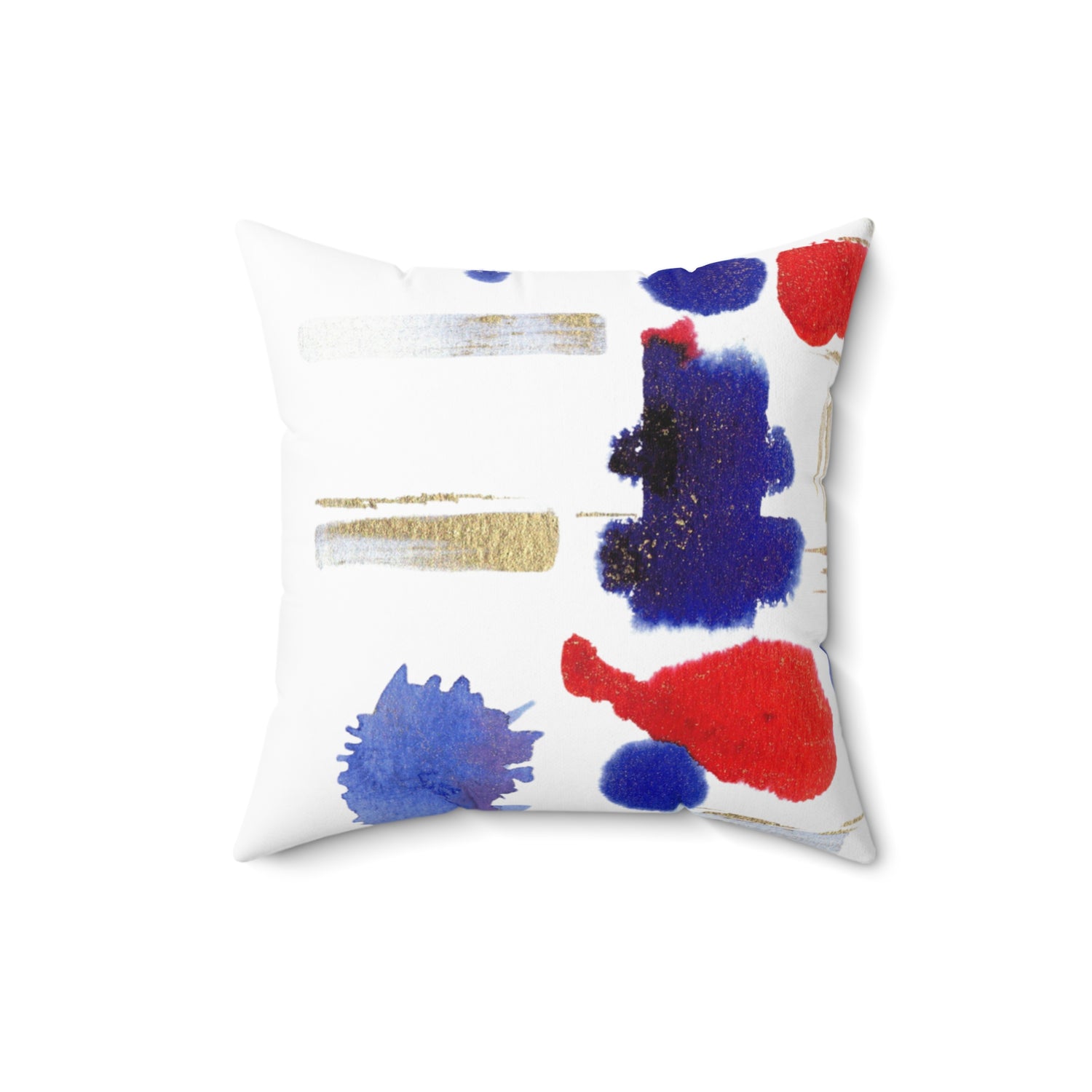 Square Throw Pillow Structure Carmine — Minima Blue Brushstroke Accent