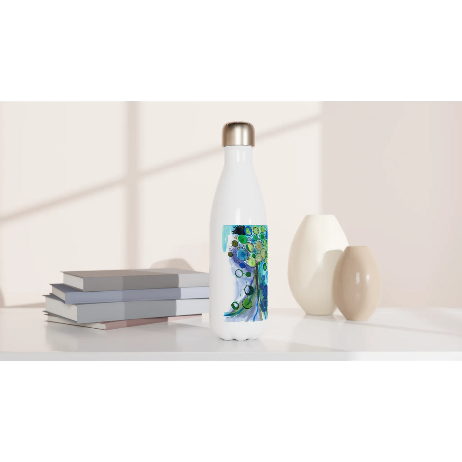 Bouteille isotherme en acier inoxydable 500 ml Ecosphères – Design artistique exclusif - Laure Leprince - Artiste Peintre