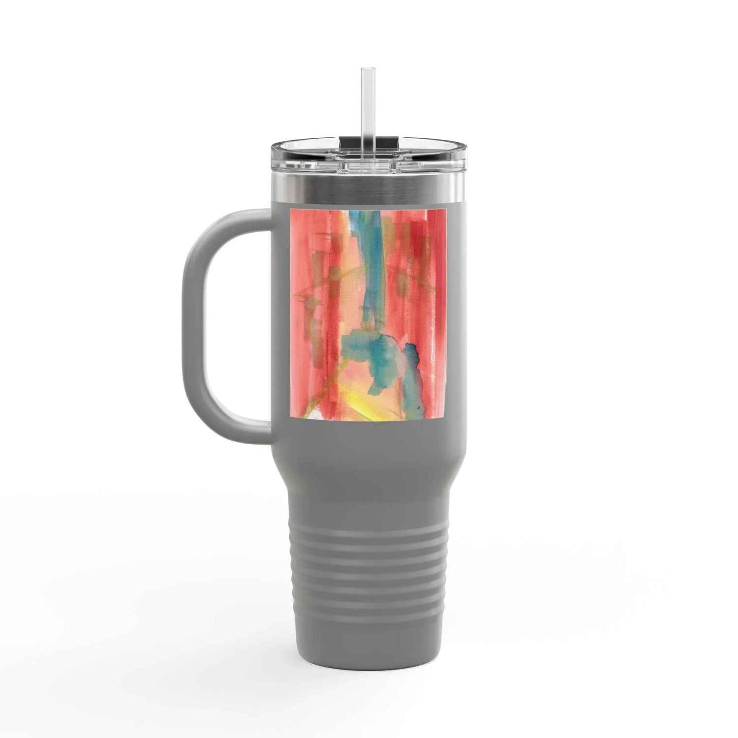 40oz Insulated Travel Mug –Color Surge Watercolor Design - Laure Leprince - Artiste Peintre