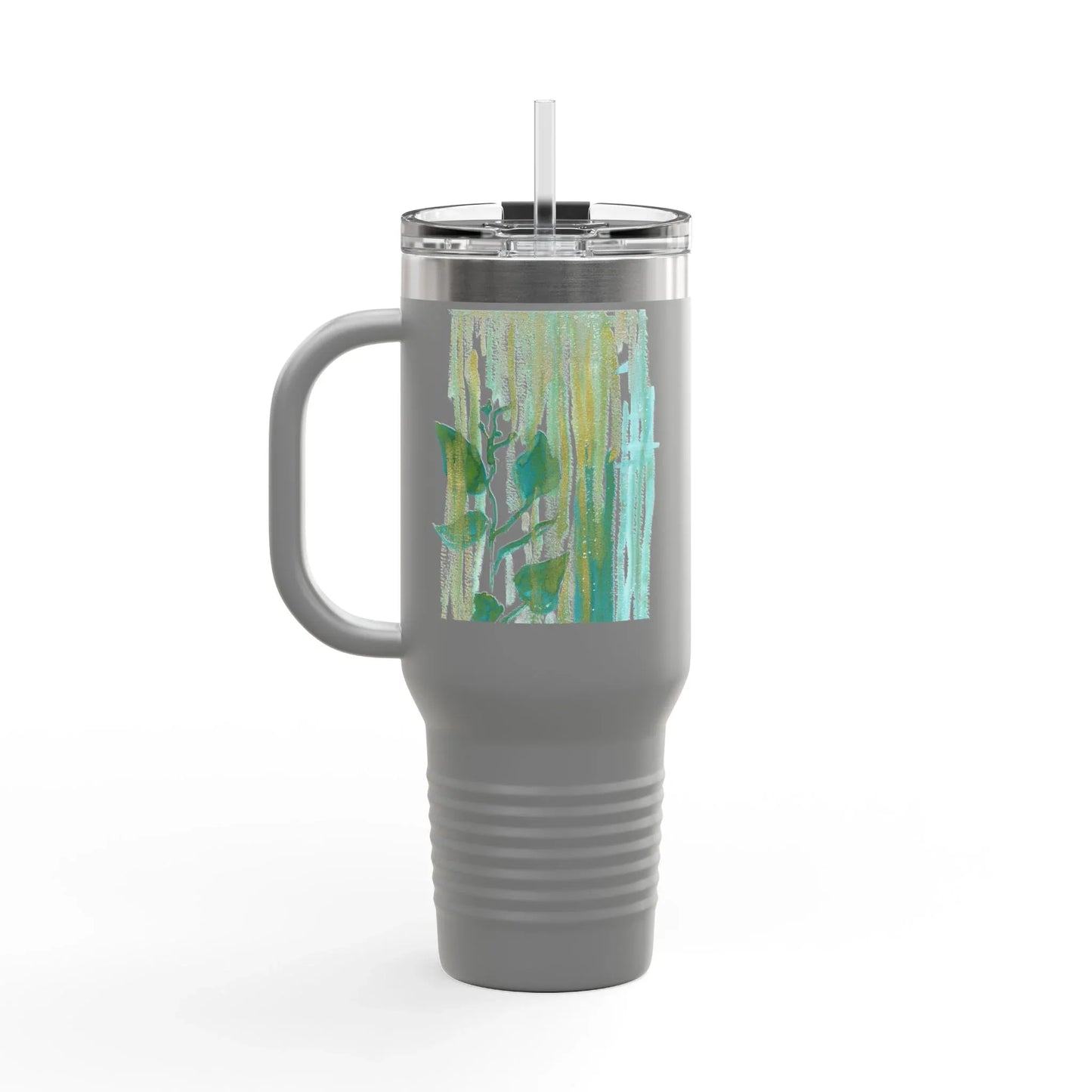 40oz Insulated Travel Mug – Veine Verte Watercolor Design - Laure Leprince - Artiste Peintre