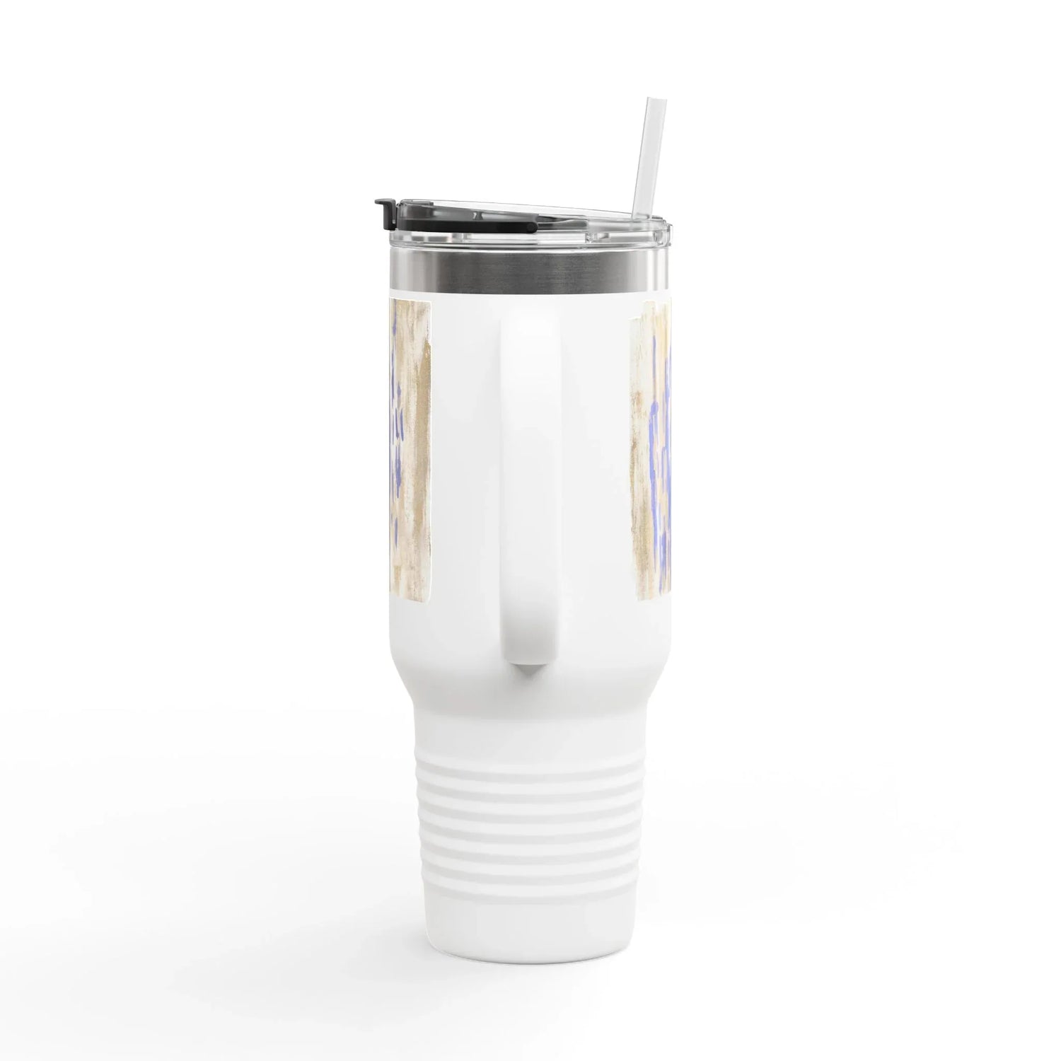 40oz Insulated Travel Mug – Golden Drip Watercolor Design - Laure Leprince - Artiste Peintre