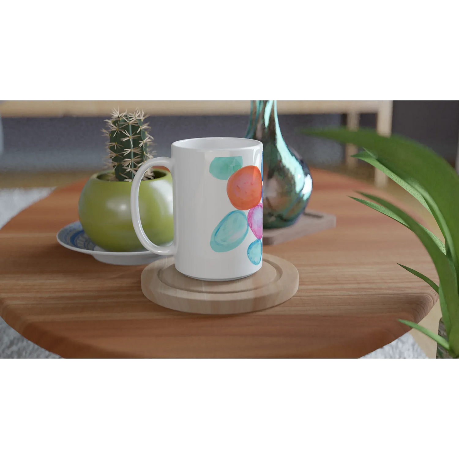 Mug en céramique blanche 44 cl Galets Chromatiques – Grand format, design et qualité durable - Laure Leprince - Artiste Peintre