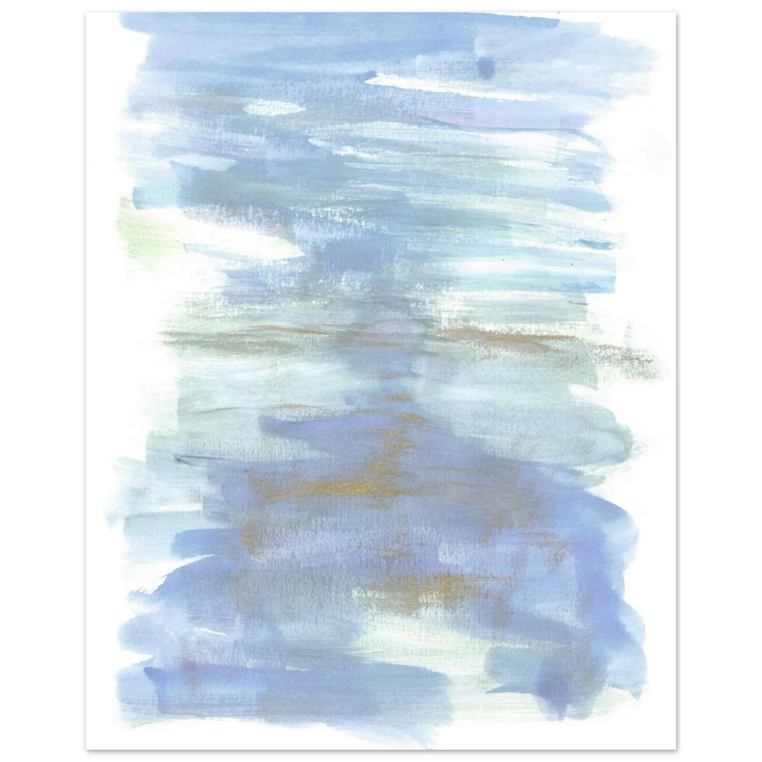 Abstract Horizon Watercolor Art Print - Serene Blue & Gold Matte Paper Poster for Modern Spaces - Laure Leprince - Artiste Peintre