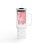 40oz Insulated Travel Mug –Blush Cascade Watercolor Design - Laure Leprince - Artiste Peintre