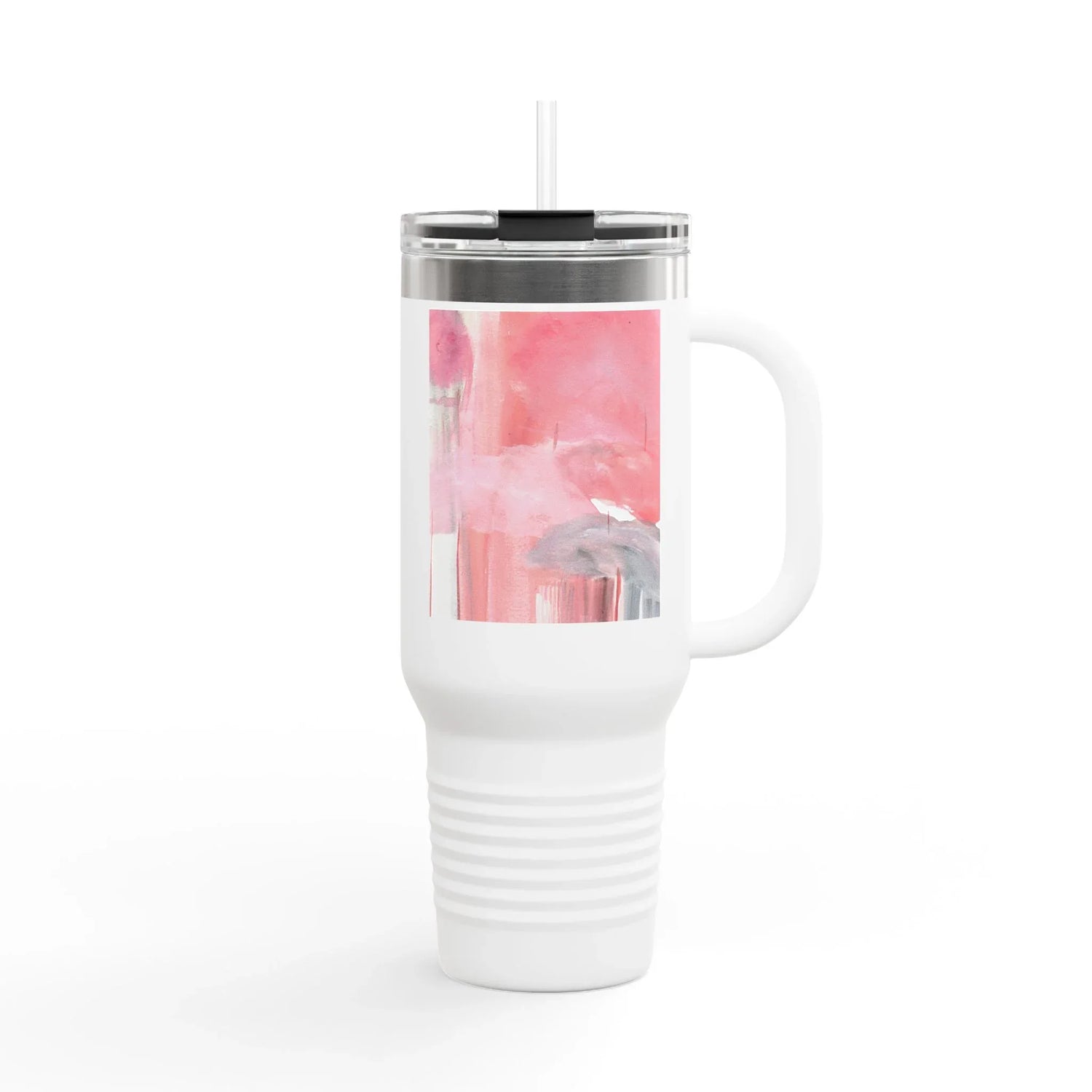 40oz Insulated Travel Mug –Blush Cascade Watercolor Design - Laure Leprince - Artiste Peintre