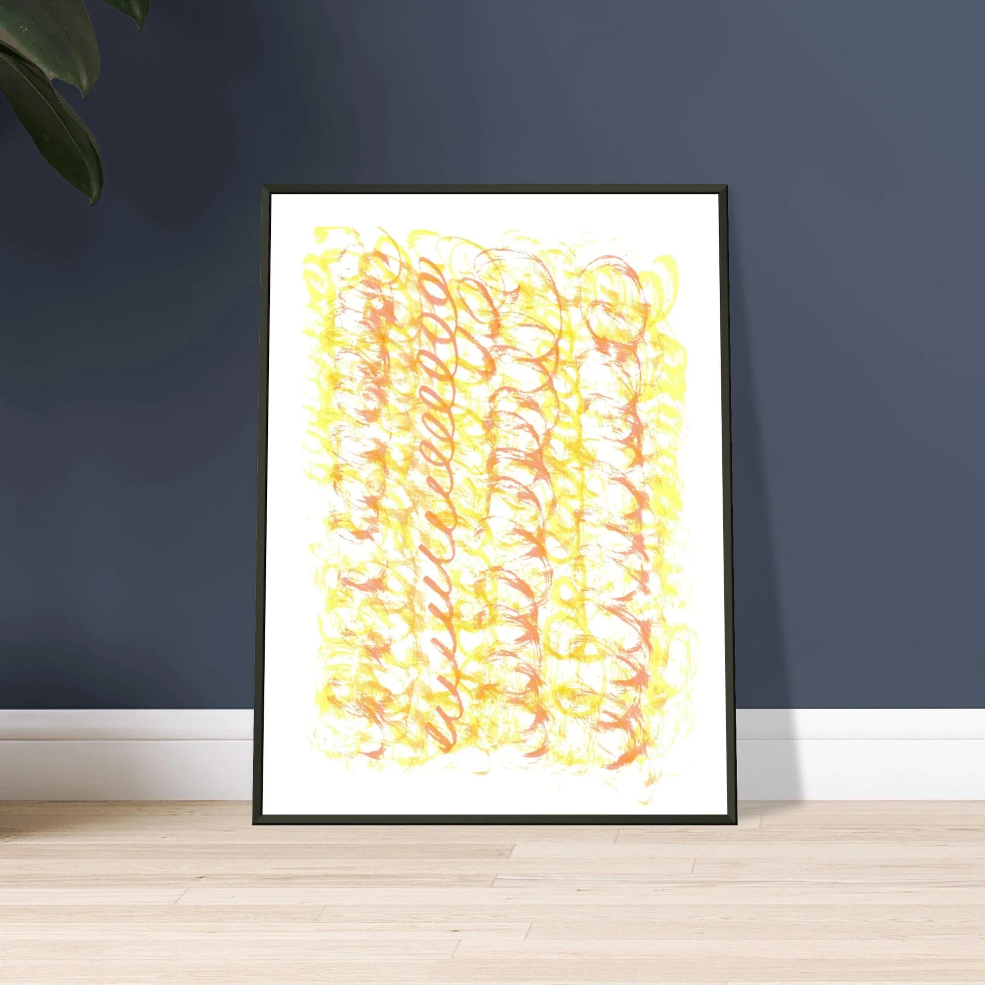 Classic Semi-Glossy Paper Metal Framed Post Yellow Waves - Laure Leprince - Artiste Peintre