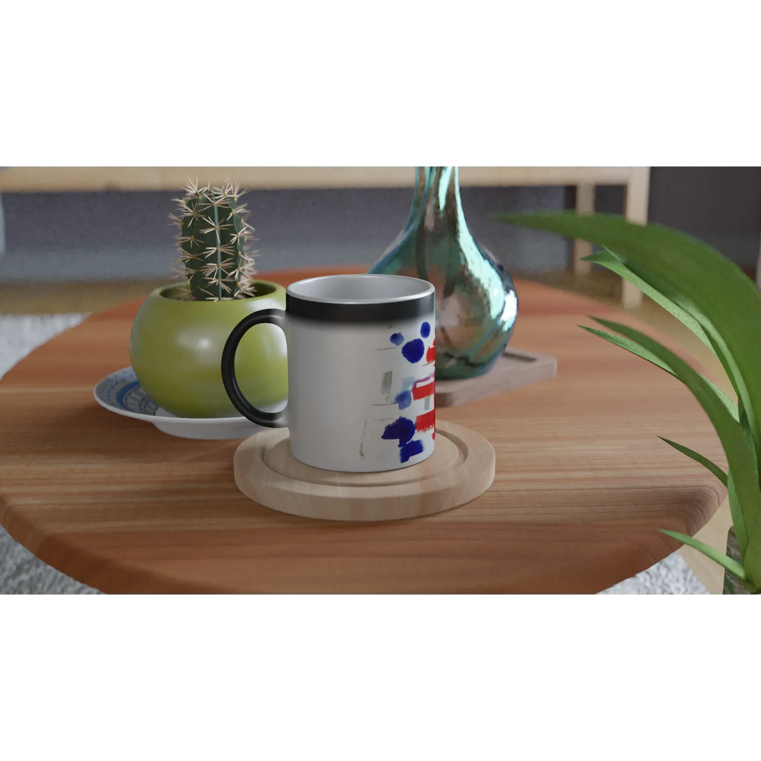 Mug magique en céramique 325 ml Structure carmine – Révèlez votre motif à la chaleur - Laure Leprince - Artiste Peintre