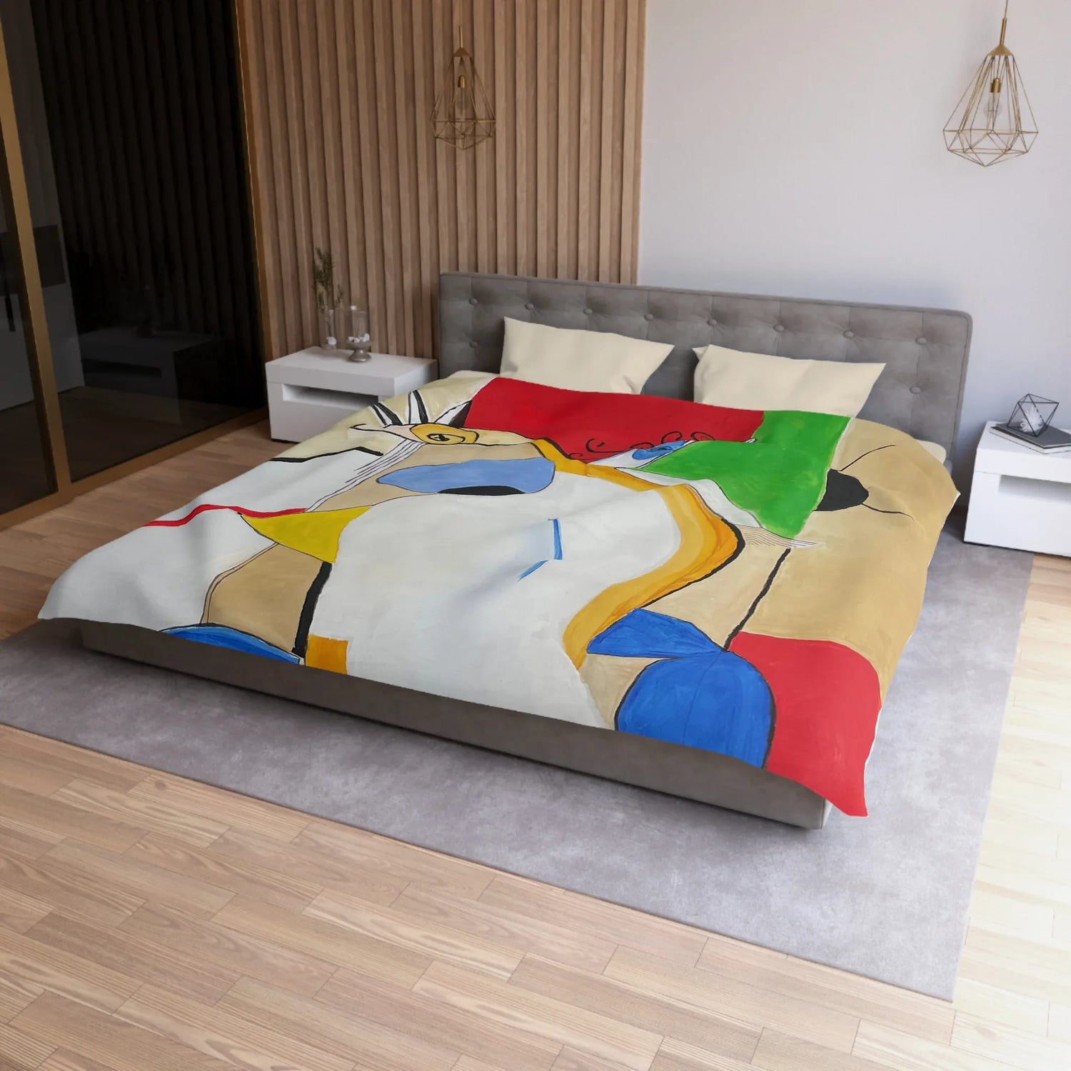 Abstract Watercolor Duvet Cover — Abstract & Teal Accent Bedding - Laure Leprince - Artiste Peintre