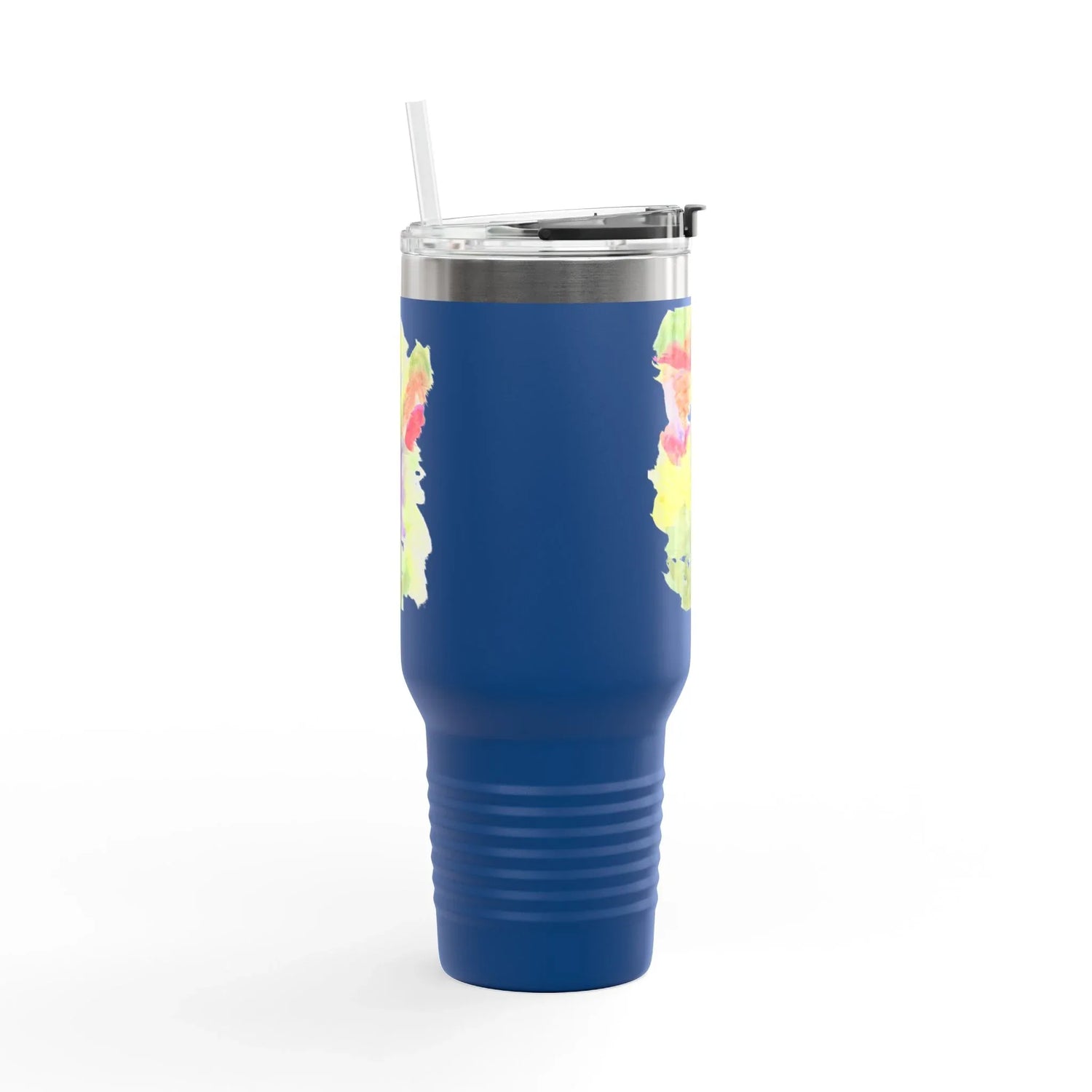 40oz Insulated Travel Mug – Eclosion Chromatique Watercolor Design - Laure Leprince - Artiste Peintre