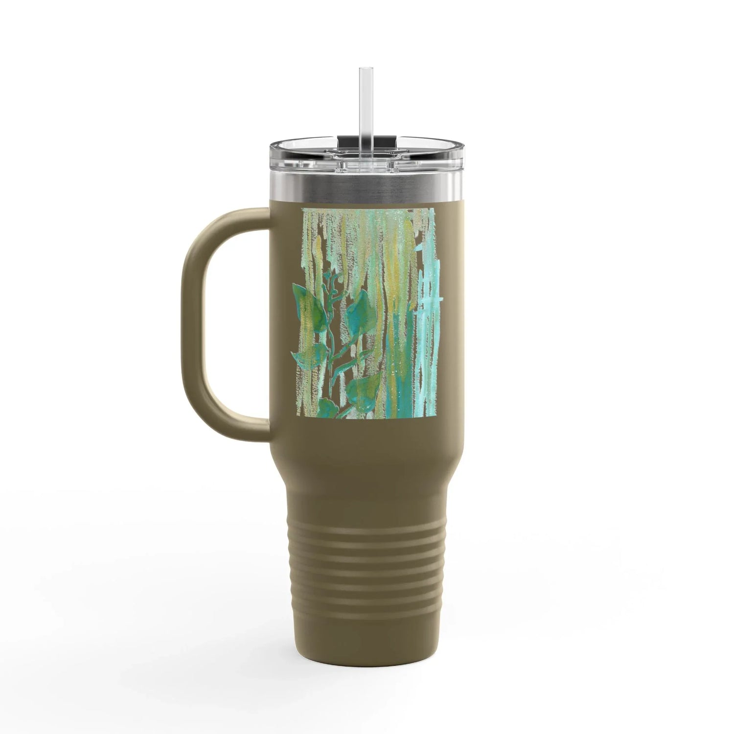 40oz Insulated Travel Mug – Veine Verte Watercolor Design - Laure Leprince - Artiste Peintre