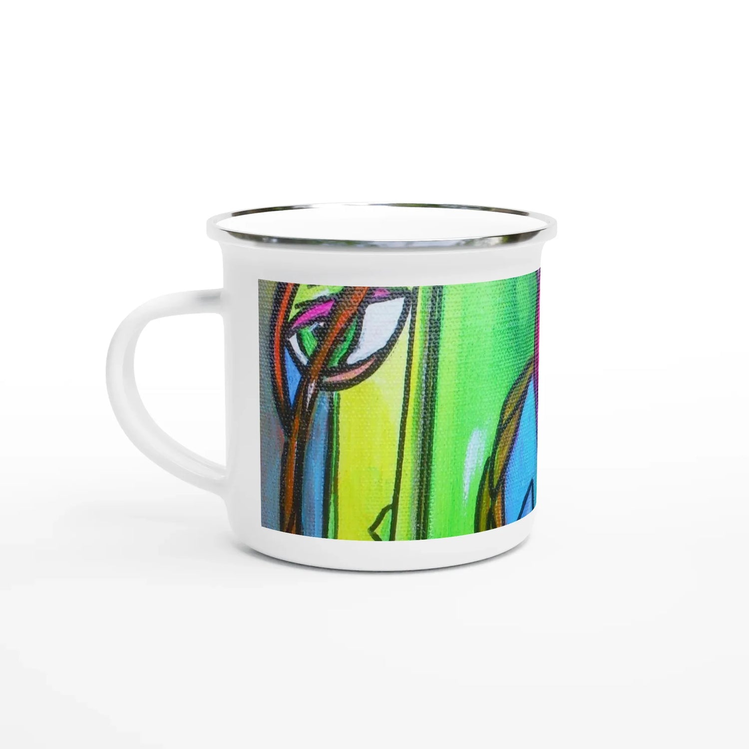 Mug en émail blanc 35 cl trouncho – Léger, vintage et résistant - Laure Leprince - Artiste Peintre