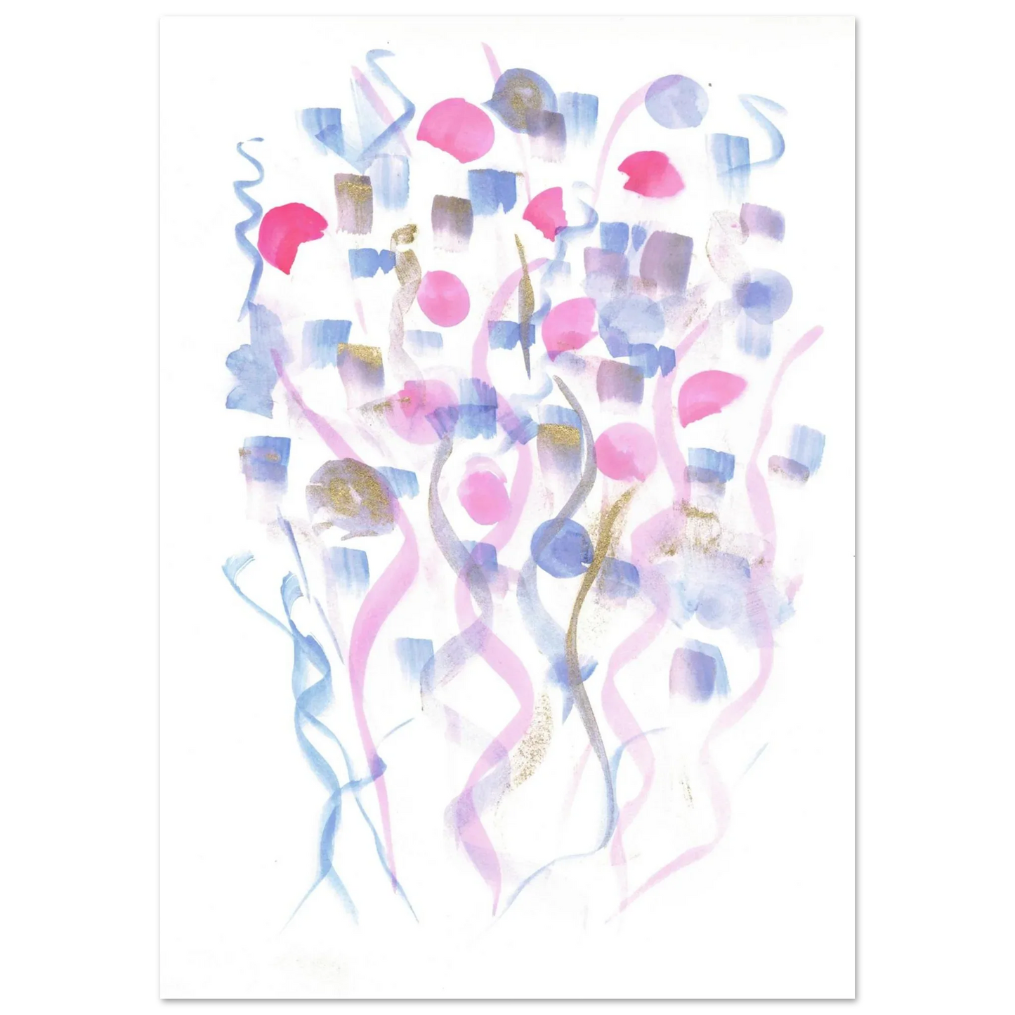 Abstract Watercolor Dreamscape Poster - Pastel Hues & Gold Flecks RDJ3-1 - Laure Leprince - Artiste Peintre