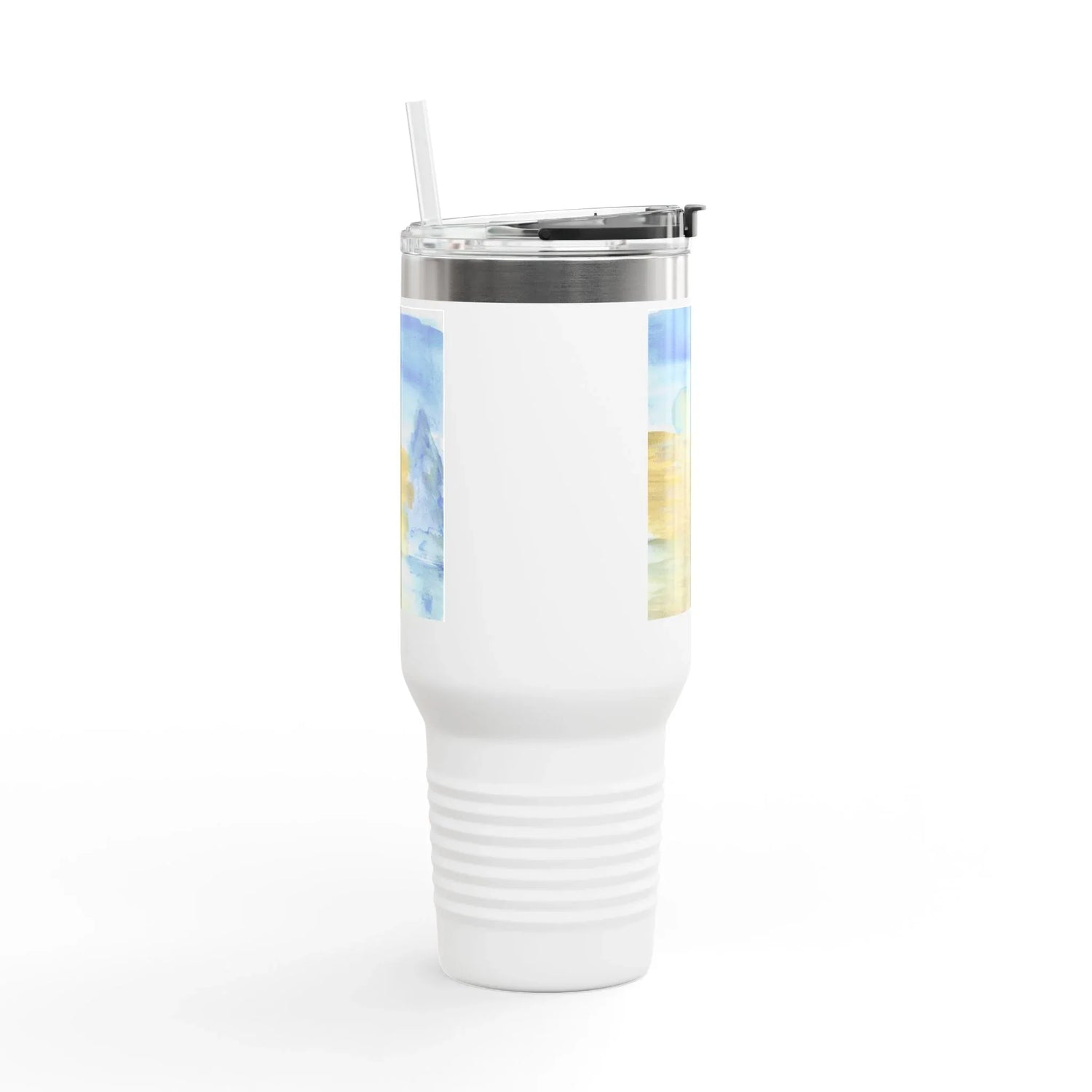 40oz Insulated Travel Mug – Blue Horizon Watercolor Design - Laure Leprince - Artiste Peintre