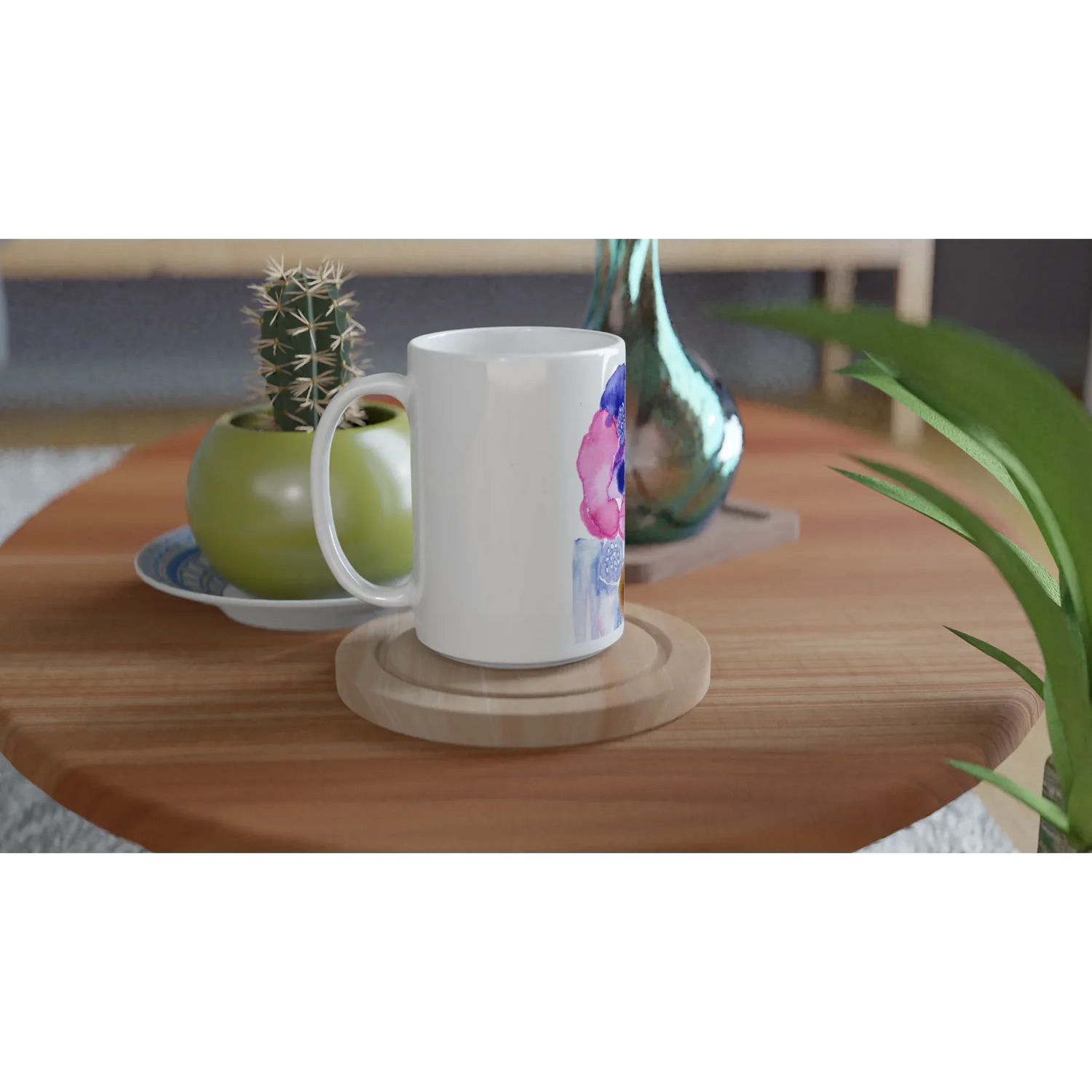 Mug en céramique blanche 44 cl boreales – Grand format, design et qualité durable - Laure Leprince - Artiste Peintre