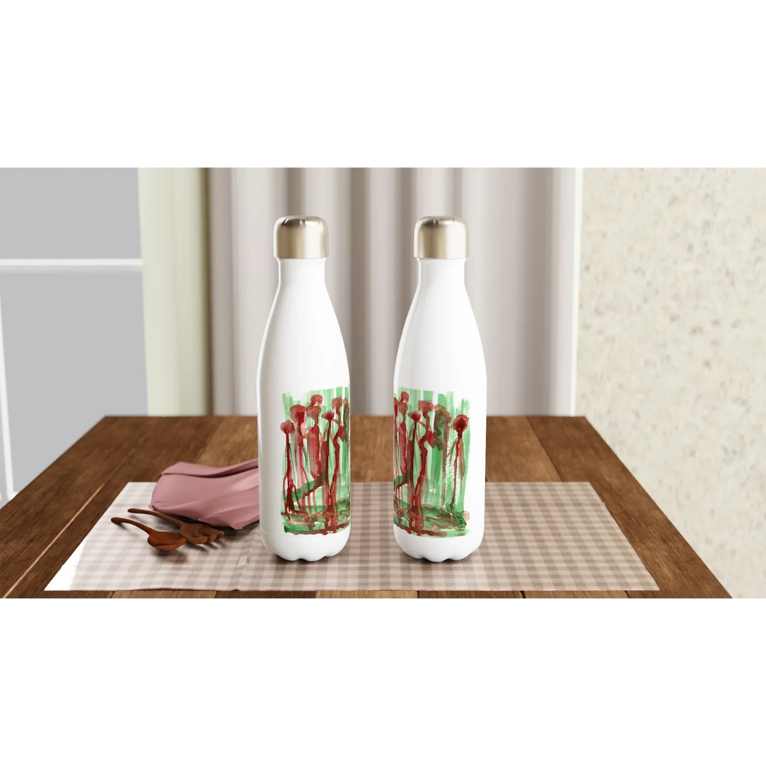 Bouteille isotherme en acier inoxydable 500 ml Forest Choir – Design artistique exclusif - Laure Leprince - Artiste Peintre