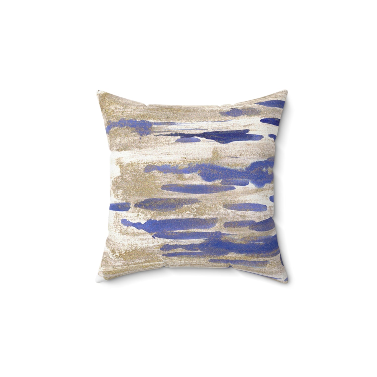Square Throw Pillow Golden drip — Minimal Green Brushstroke Accent