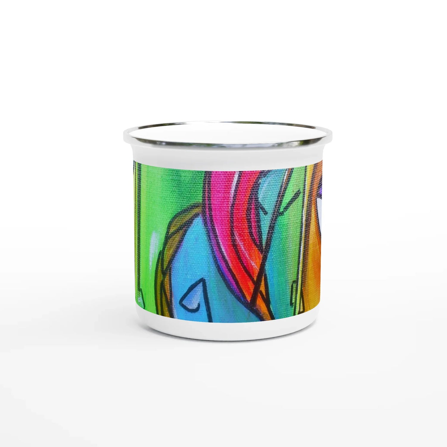 Mug en émail blanc 35 cl trouncho – Léger, vintage et résistant - Laure Leprince - Artiste Peintre