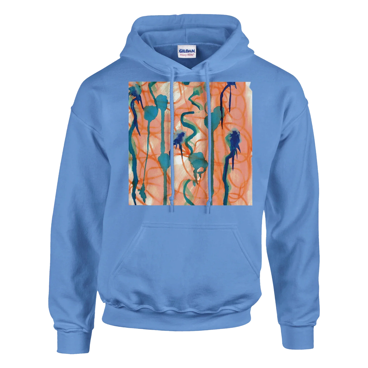 Sweat à capuche unisexe artistique Saphir Ambre| Gildan® 18500 White - Laure Leprince - Artiste Peintre