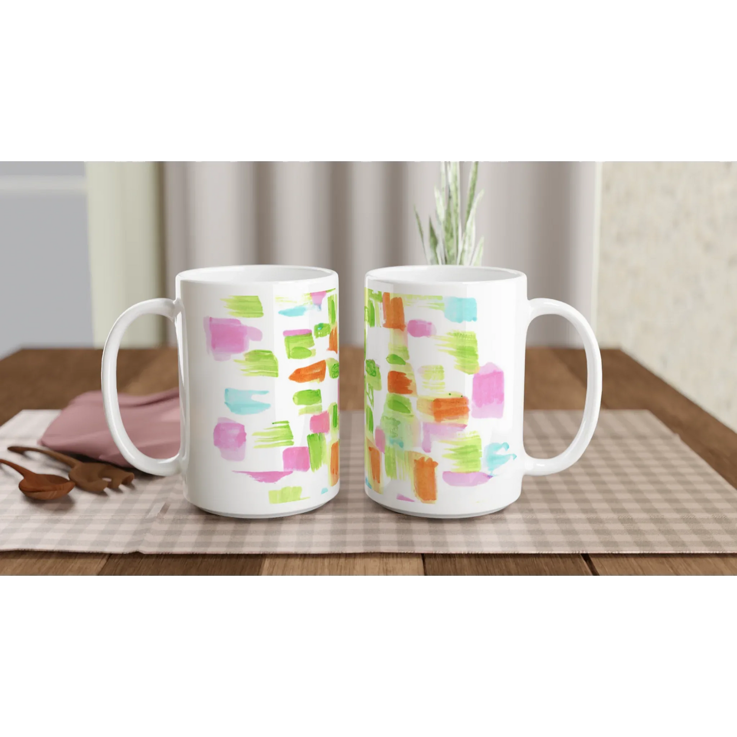 Mug en céramique blanche 44 Pastel Mosaïc – Grand format, design et qualité durable - Laure Leprince - Artiste Peintre