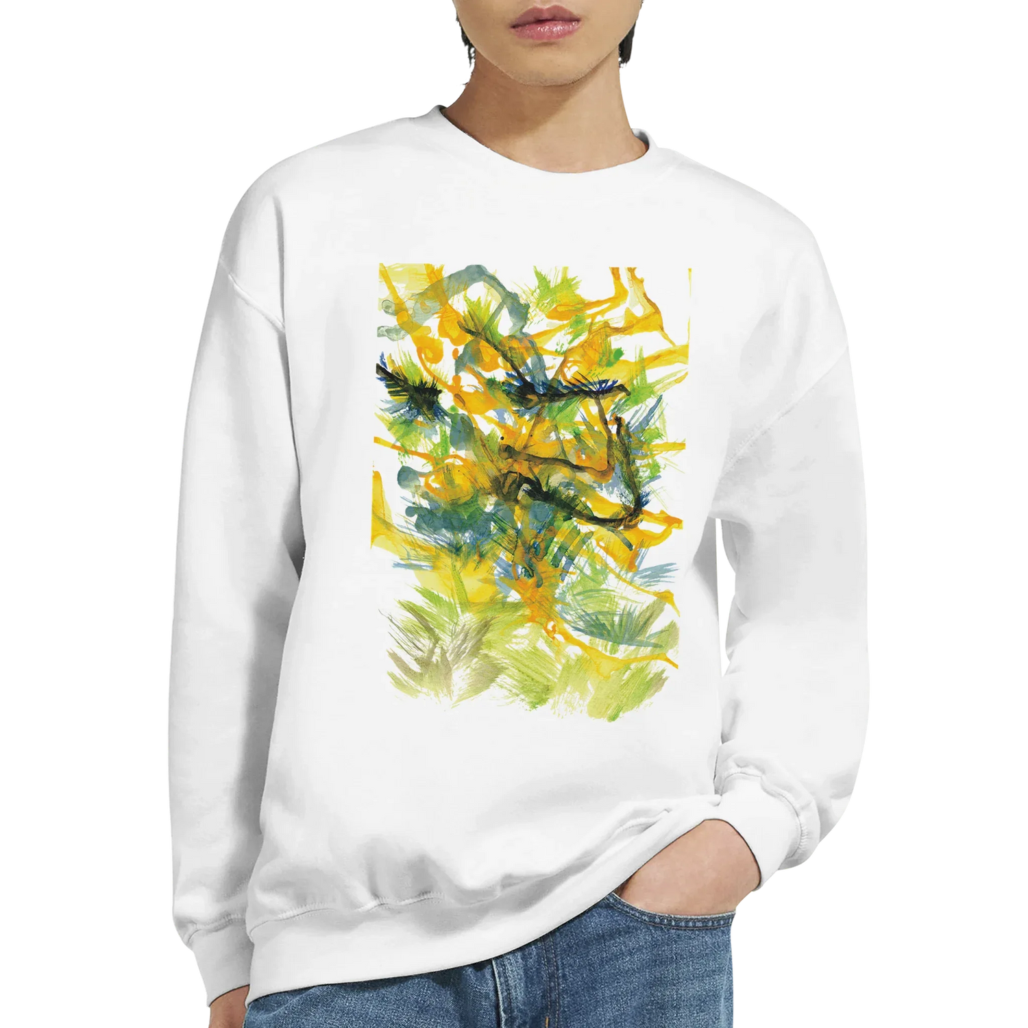Sweatshirt Unisexe Classique Tempête Solaire – Impression Artistique Multicolore | Premium Cotton Blend - Laure Leprince - Artiste Peintre