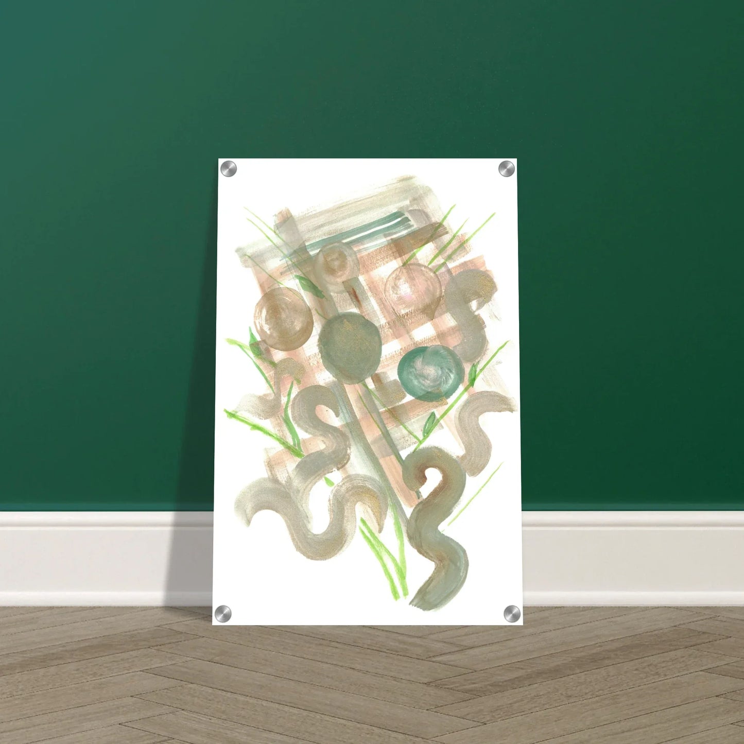 Impression sur acrylique brillante Moss Geometry | Art contemporain par Laure Leprince - Laure Leprince - Artiste Peintre