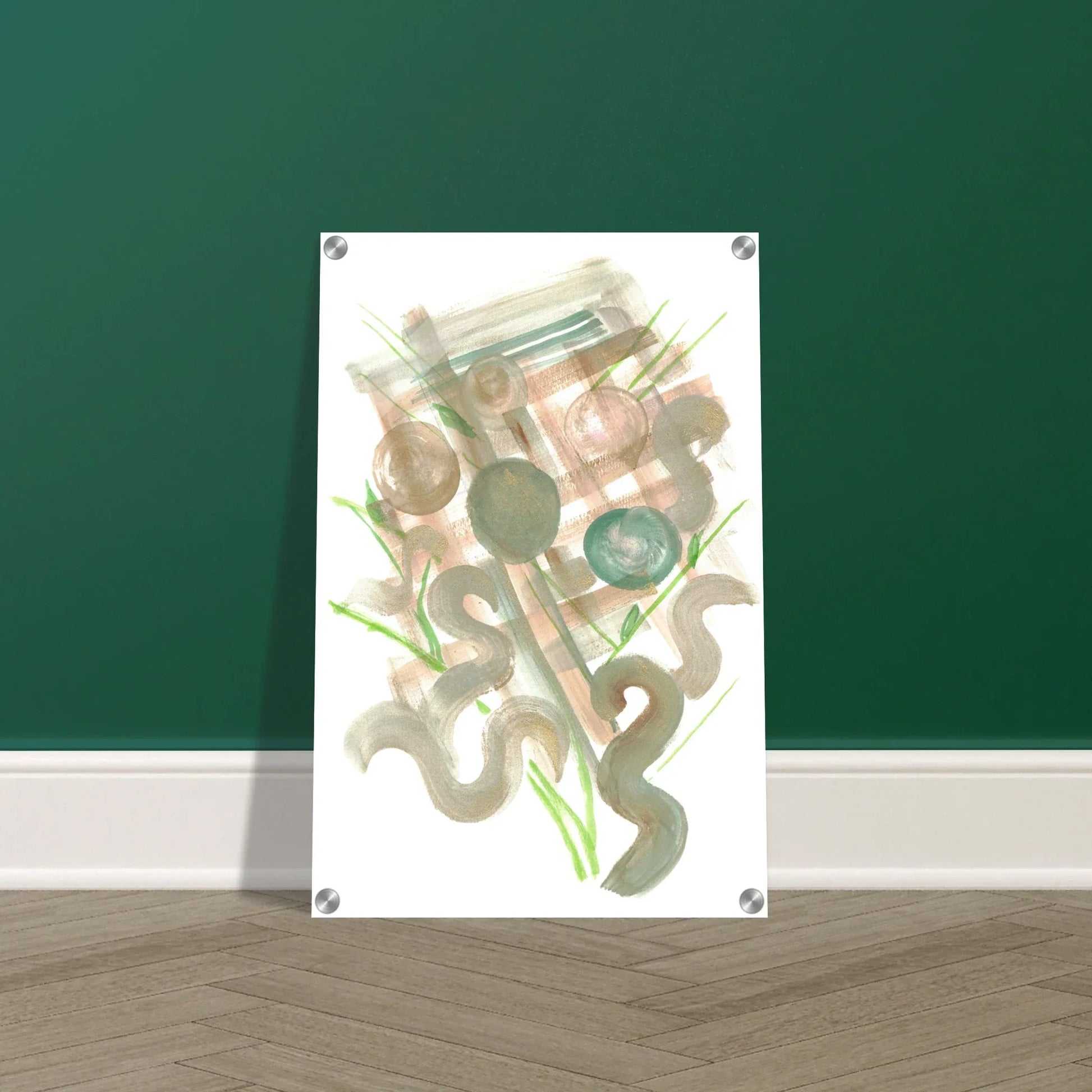 Impression sur acrylique brillante Moss Geometry | Art contemporain par Laure Leprince - Laure Leprince - Artiste Peintre