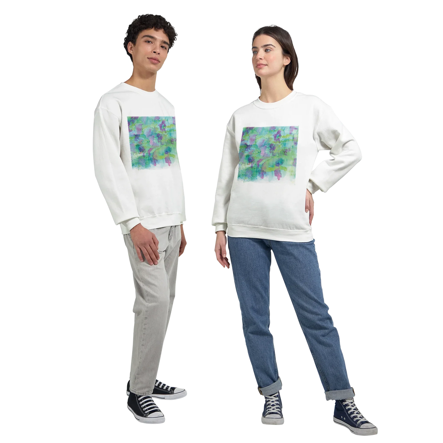 Sweatshirt Unisexe Classique Eclosions Sauvages – Impression Artistique Multicolore | Premium Cotton Blend - Laure Leprince - Artiste Peintre