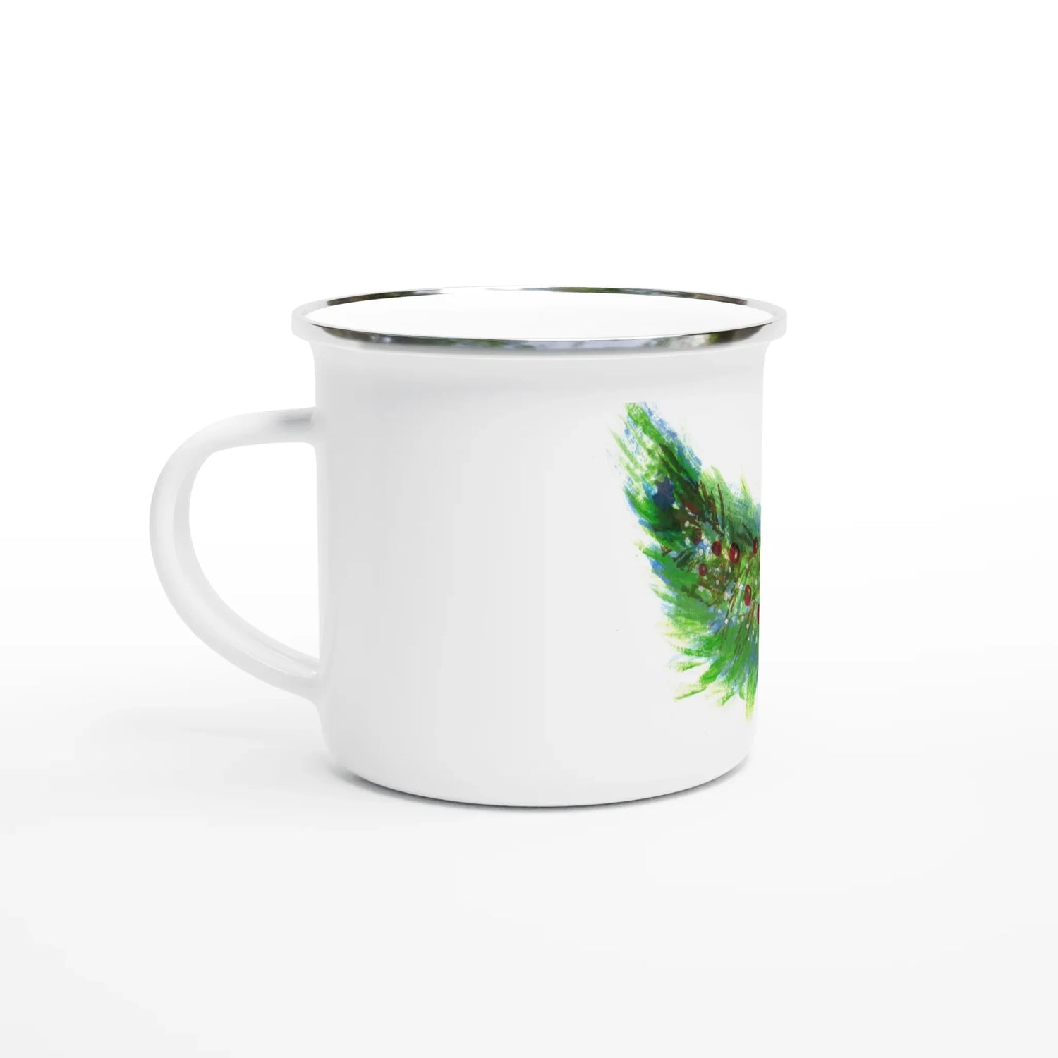 Mug en émail blanc 35 cl Guilrande verte – Léger, vintage et résistant - Laure Leprince - Artiste Peintre