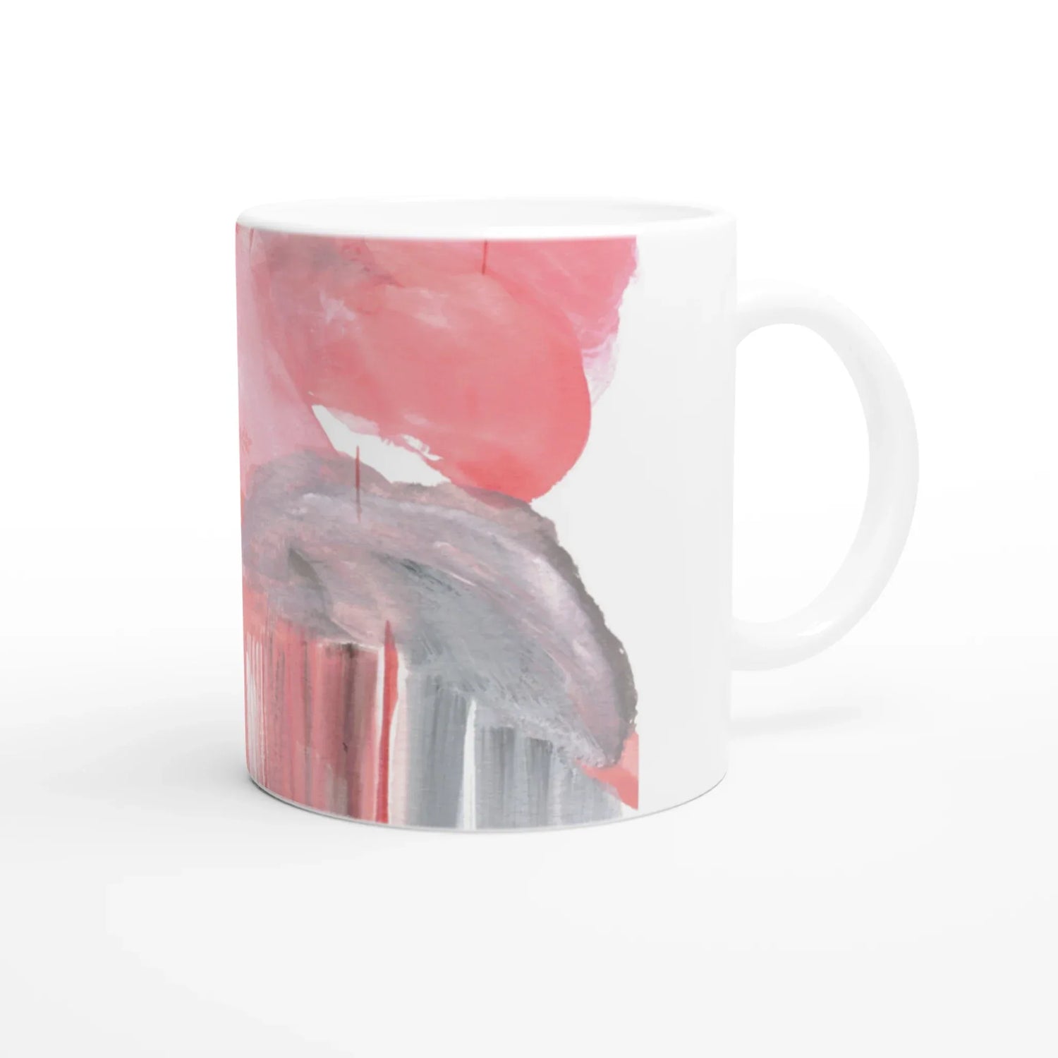 White 11oz Ceramic Mug with Color Inside Blush Cascade - Laure Leprince - Artiste Peintre