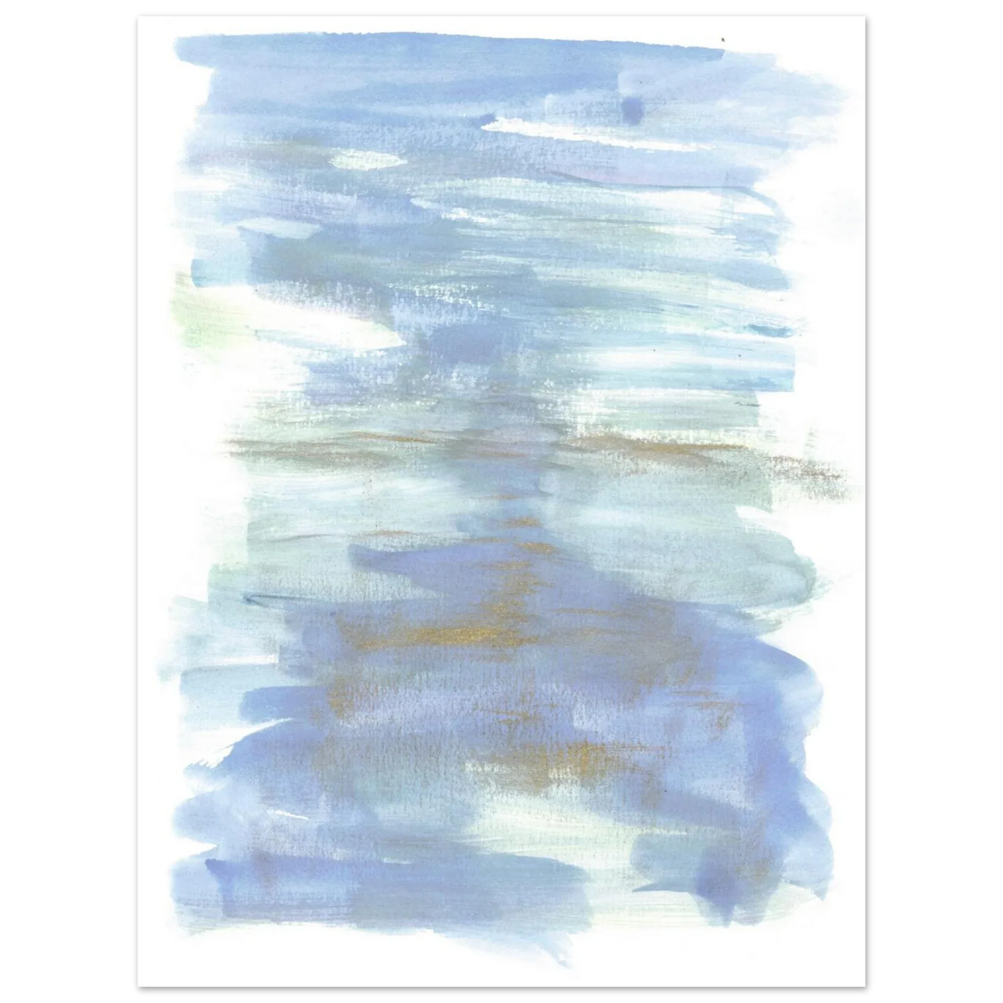 Abstract Horizon Watercolor Art Print - Serene Blue & Gold Matte Paper Poster for Modern Spaces - Laure Leprince - Artiste Peintre