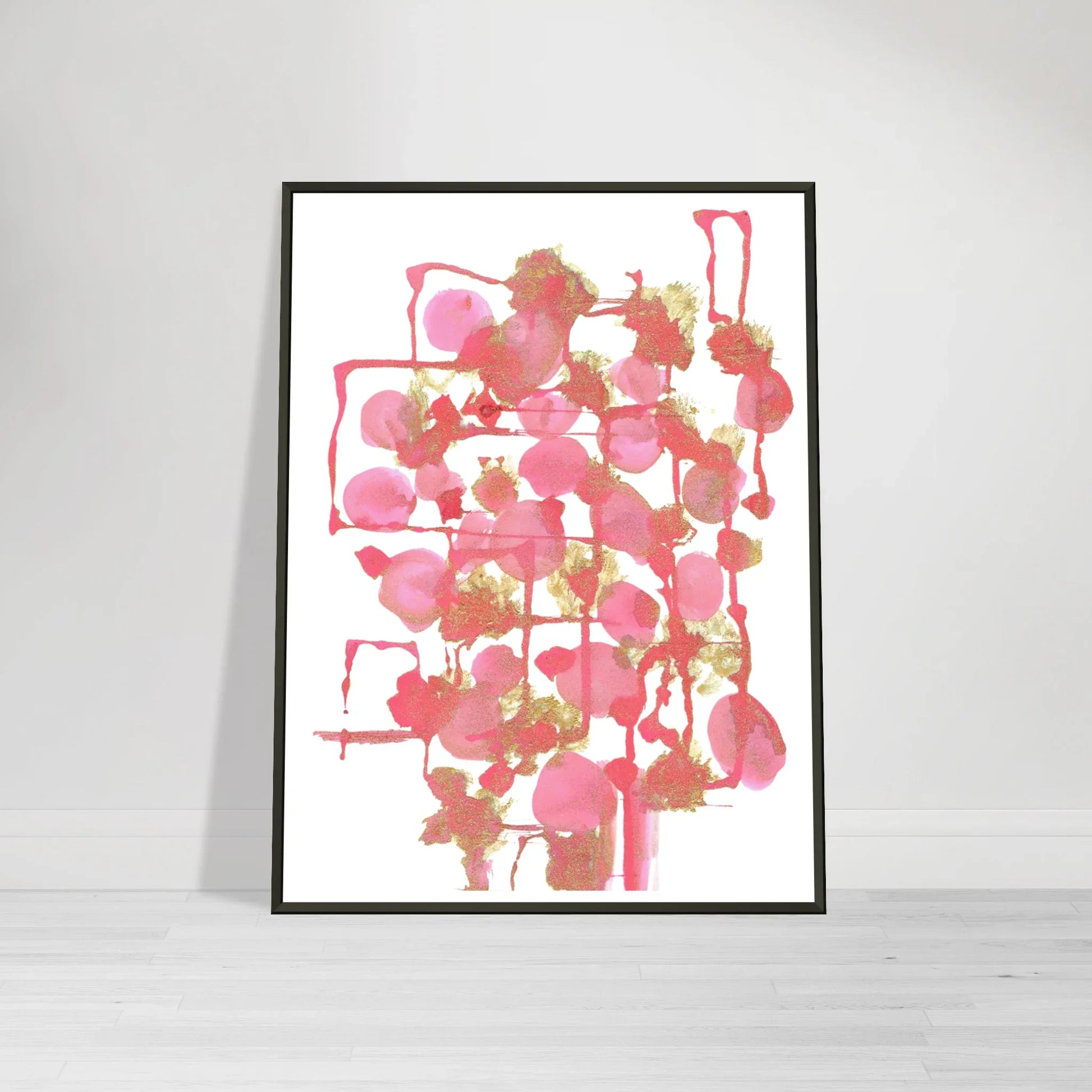Classic Semi-Glossy Paper Metal Framed Poster Reseau Framboise - Laure Leprince - Artiste Peintre
