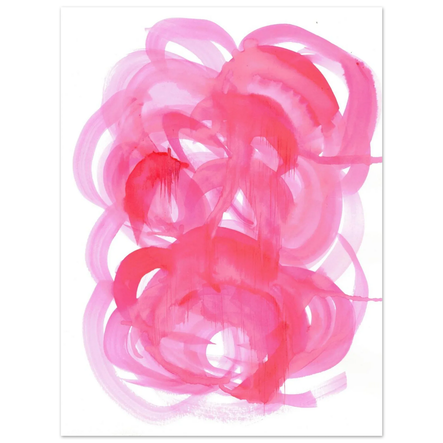 Abstract Pink Swirls Watercolor Poster - Vibrant Modern Art Print on Premium Matte Paper - Laure Leprince - Artiste Peintre
