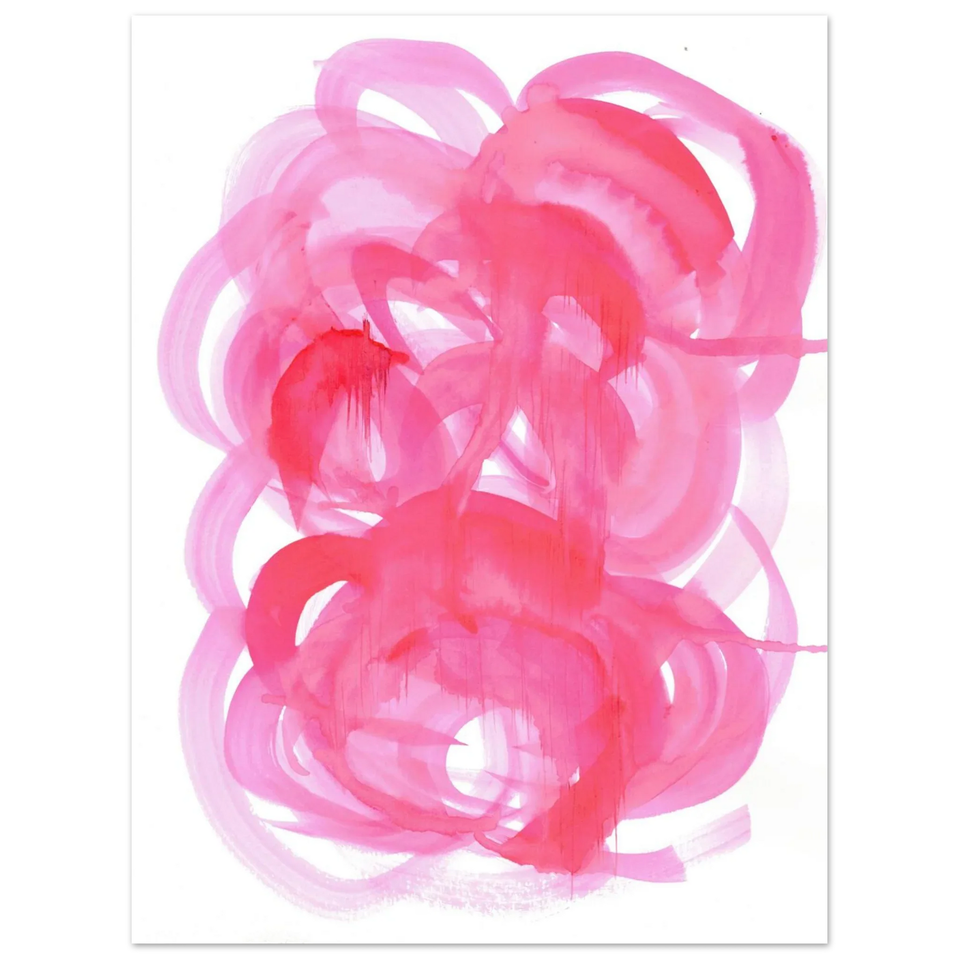 Abstract Pink Swirls Watercolor Poster - Vibrant Modern Art Print on Premium Matte Paper - Laure Leprince - Artiste Peintre