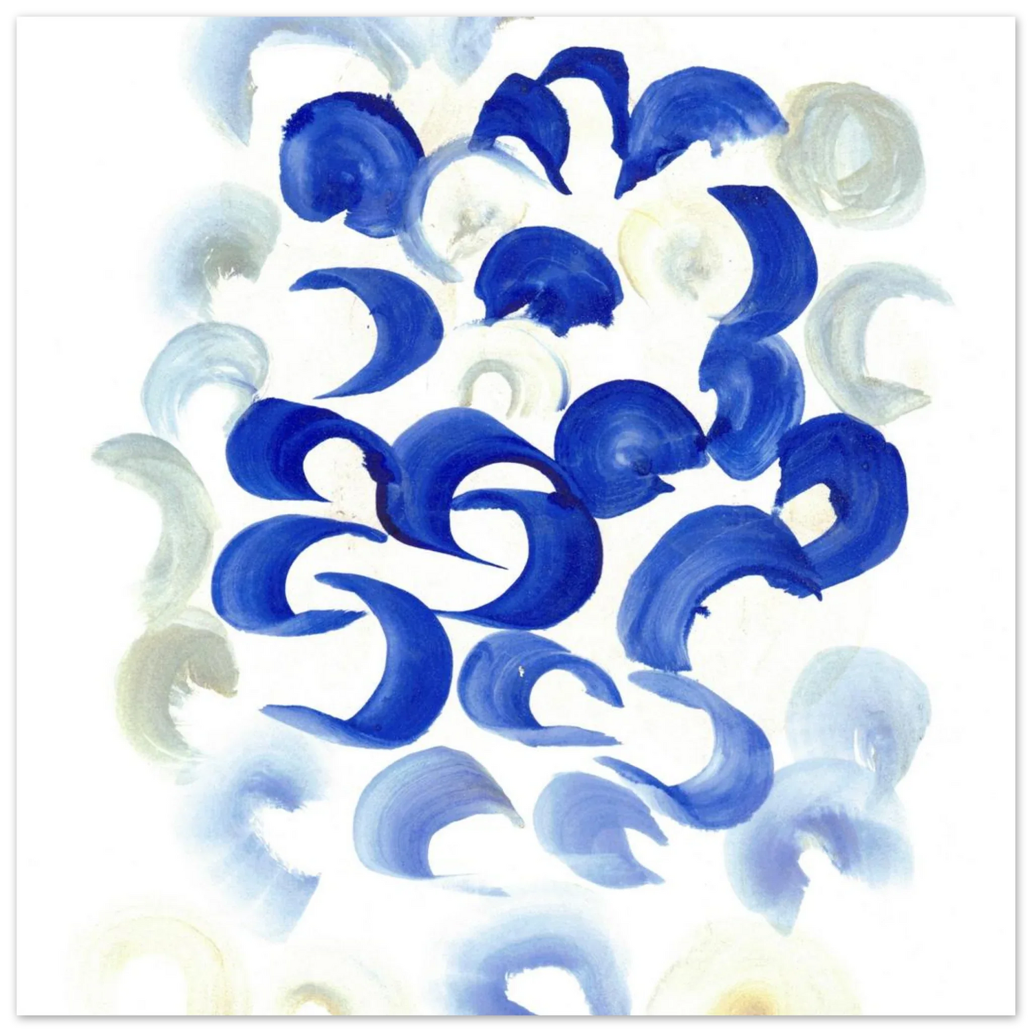 Abstract Swirls in Serene Blue & Beige Premium Matte Paper Poster - Laure Leprince - Artiste Peintre