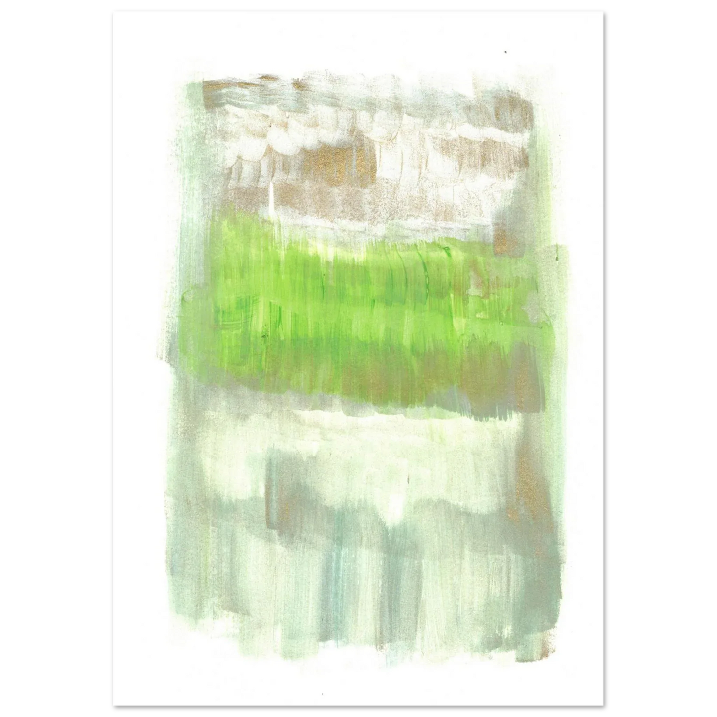Abstract Spring Meadow with Gold Shimmer - Premium Matte Paper Poster RDJ3-1 - Laure Leprince - Artiste Peintre