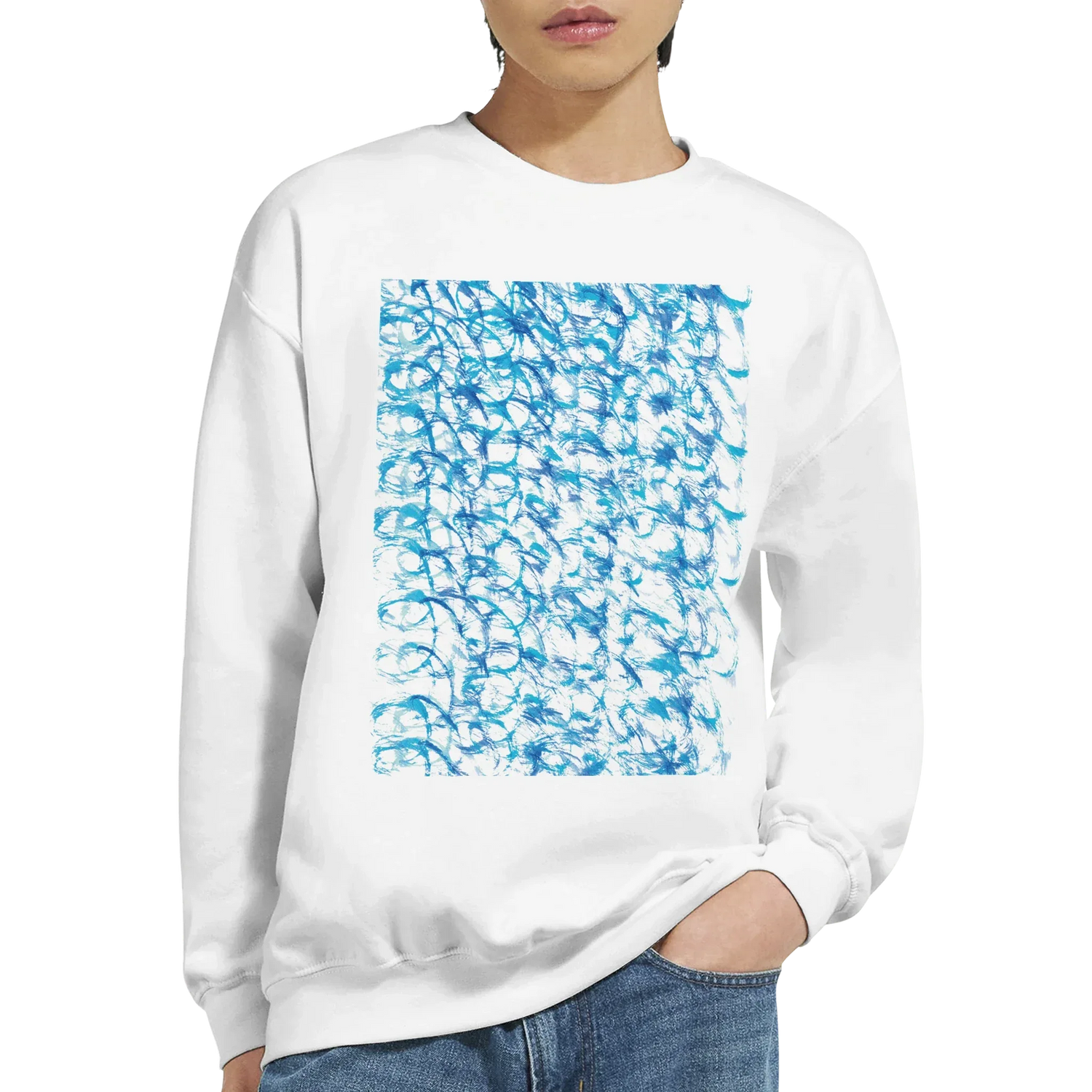 Sweatshirt Unisexe Classique Blue Waves– Impression Artistique Multicolore - Laure Leprince - Artiste Peintre