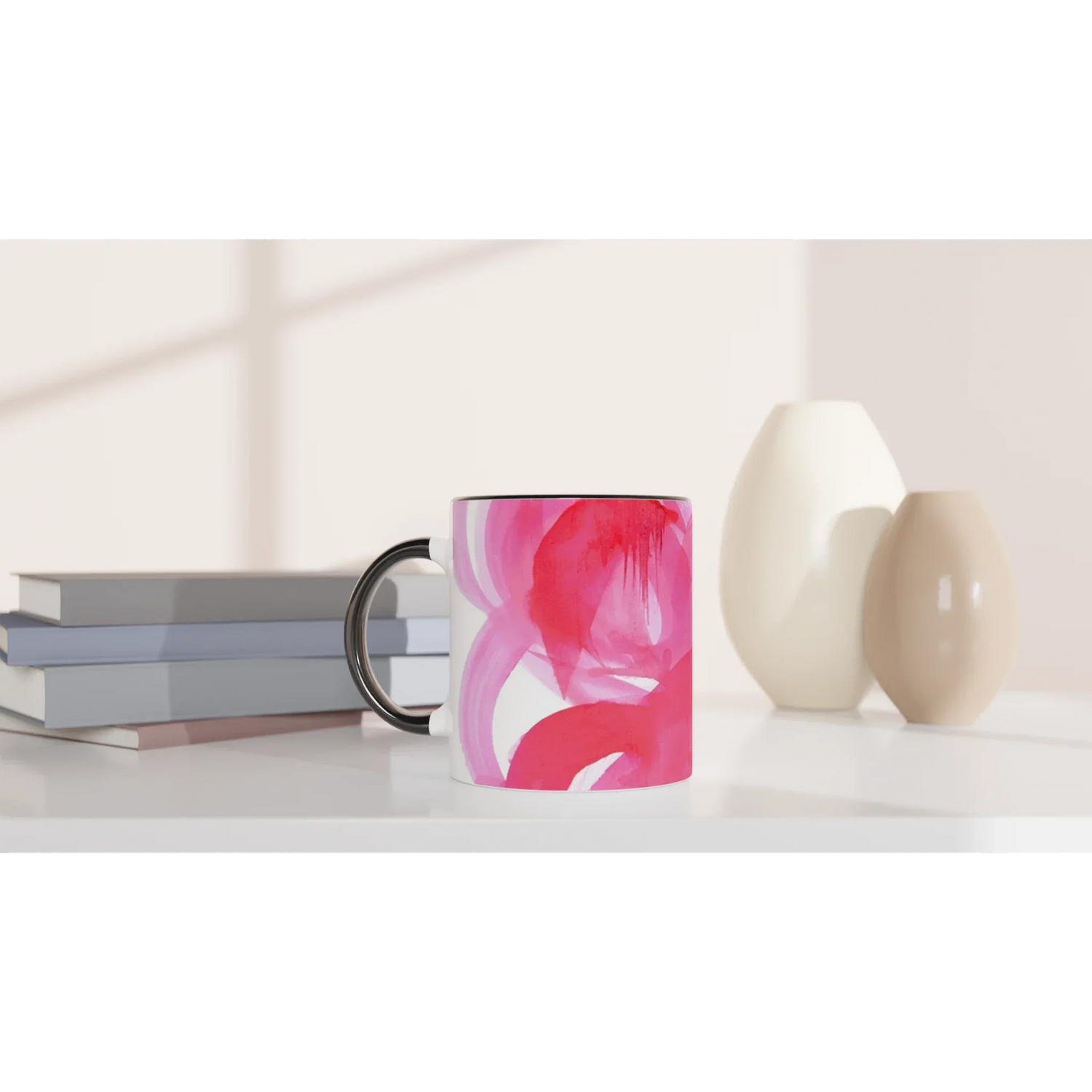 Mug Céramique Blanc 325ml Intérieur Coloré - Ruby Drift Personnalisable - Laure Leprince - Artiste Peintre