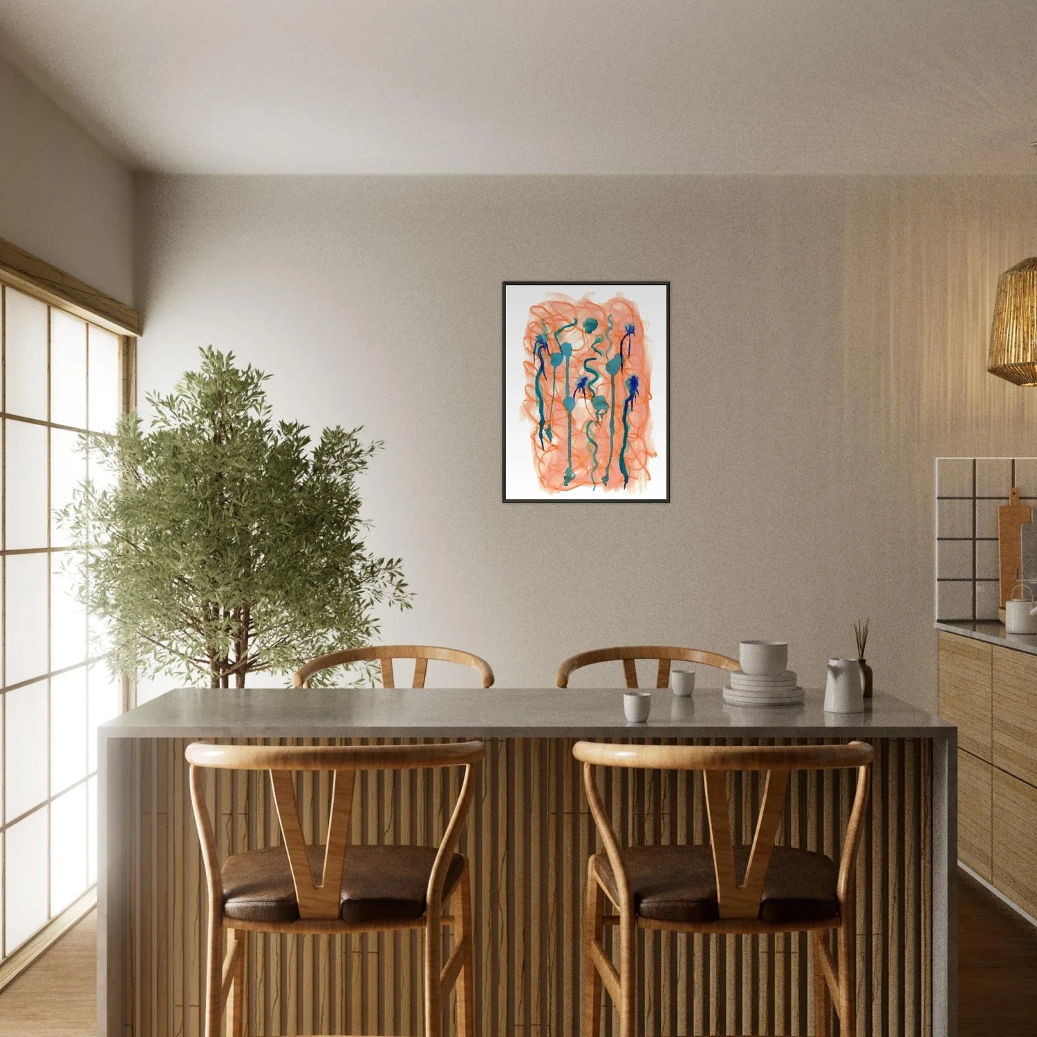 Classic Semi-Glossy Paper Metal Framed Post Saphir Ambre - Laure Leprince - Artiste Peintre