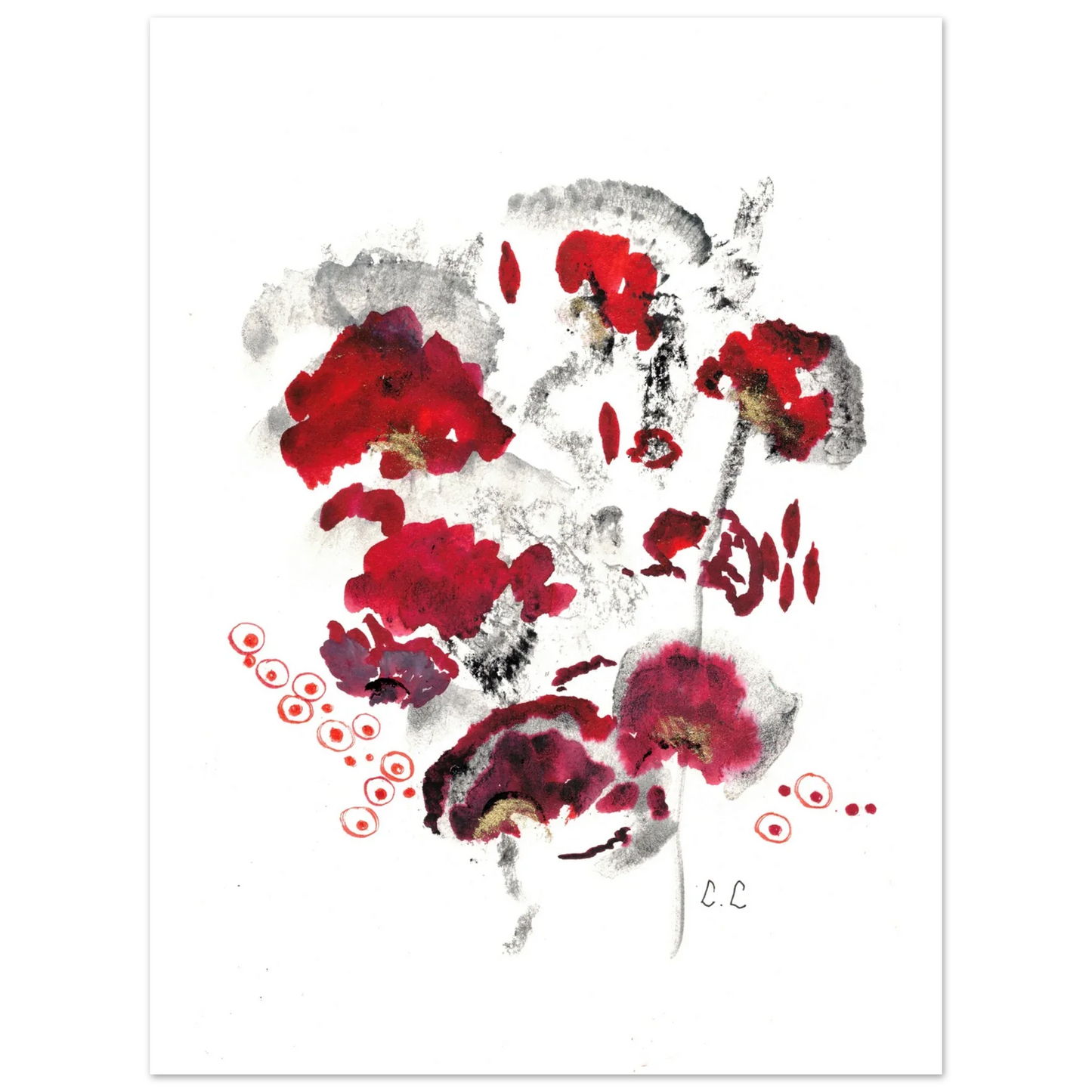 Affiche premium sur papier mat Pavots – Art mural de qualité supérieure - Laure Leprince - Artiste Peintre