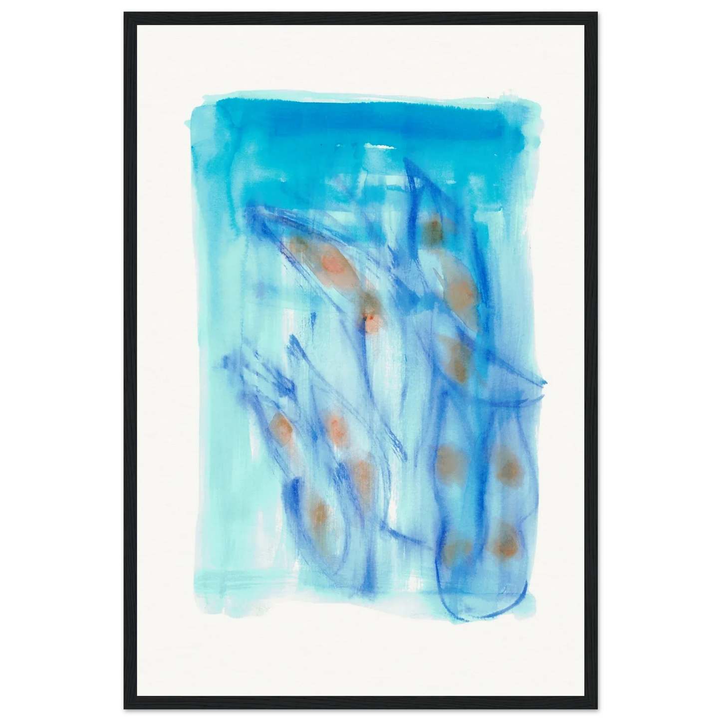Affiche Encadrée Museum-Quality Matte Paper Wooden Framed Blue Sprouts - Laure Leprince - Artiste Peintre