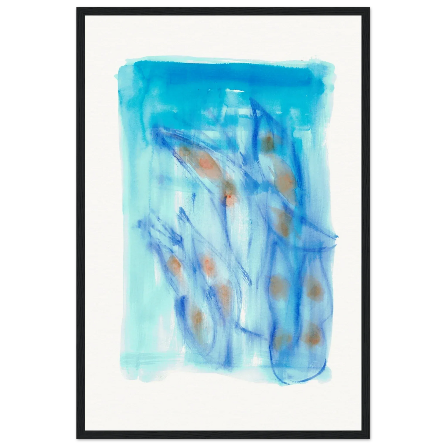 Affiche Encadrée Museum-Quality Matte Paper Wooden Framed Blue Sprouts - Laure Leprince - Artiste Peintre