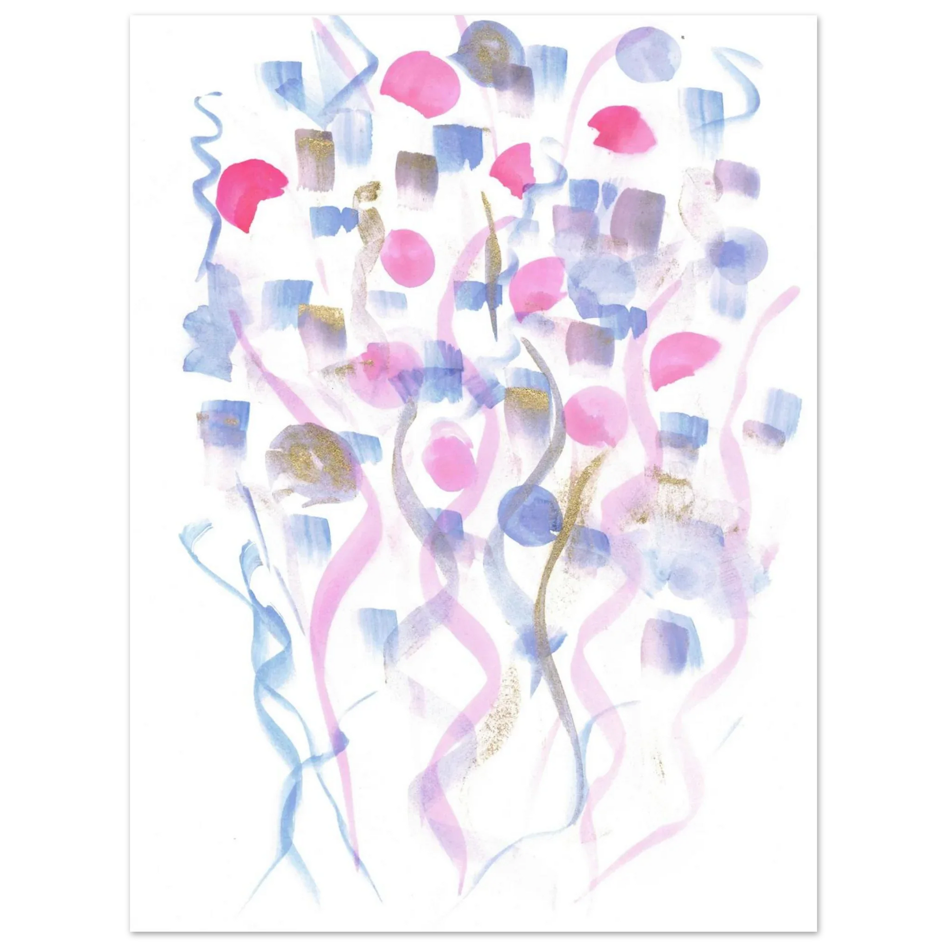 Abstract Watercolor Dreamscape Poster - Pastel Hues & Gold Flecks RDJ3-1 - Laure Leprince - Artiste Peintre