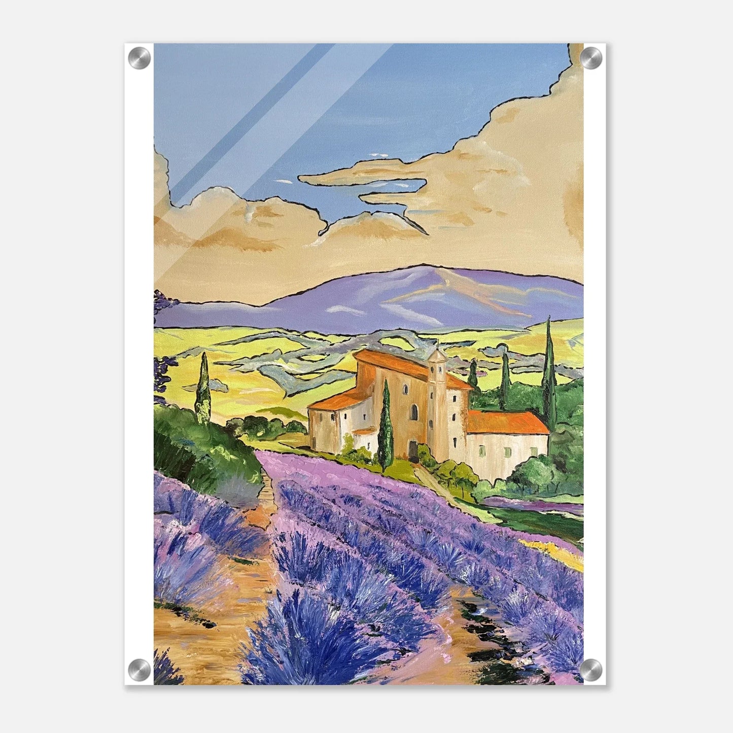 Impression sur acrylique brillante Mas en Provence | Art contemporain par Laure Leprince - Laure Leprince - Artiste Peintre