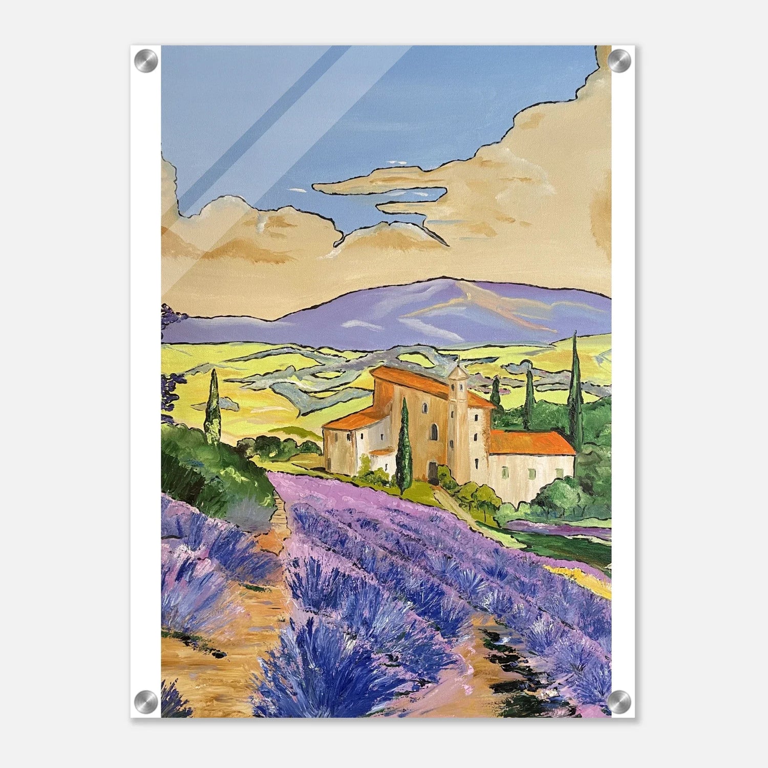 Impression sur acrylique brillante Mas en Provence | Art contemporain par Laure Leprince - Laure Leprince - Artiste Peintre