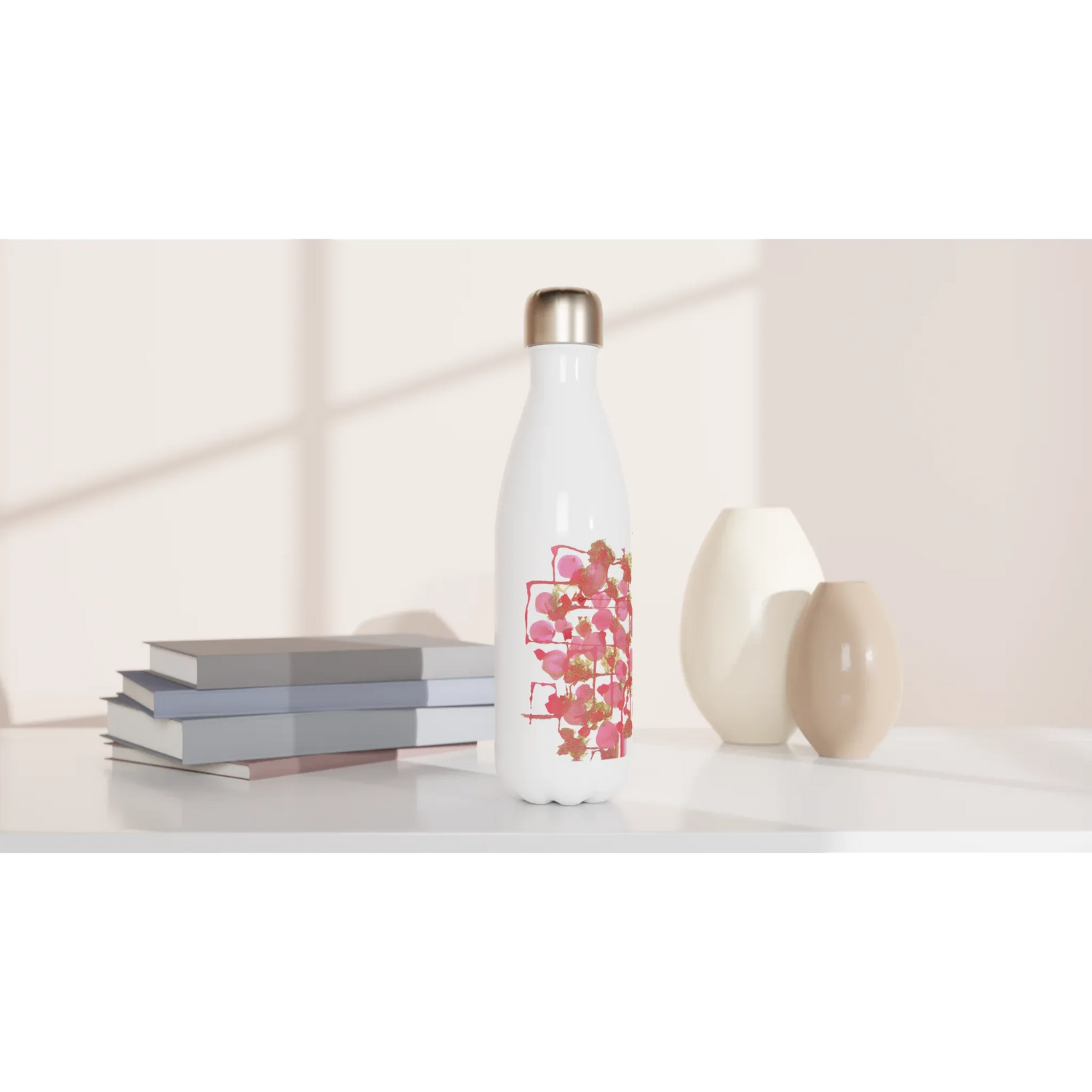 Bouteille isotherme en acier inoxydable 500 ml – Design artistique exclusif Reseau Framboise - Laure Leprince - Artiste Peintre