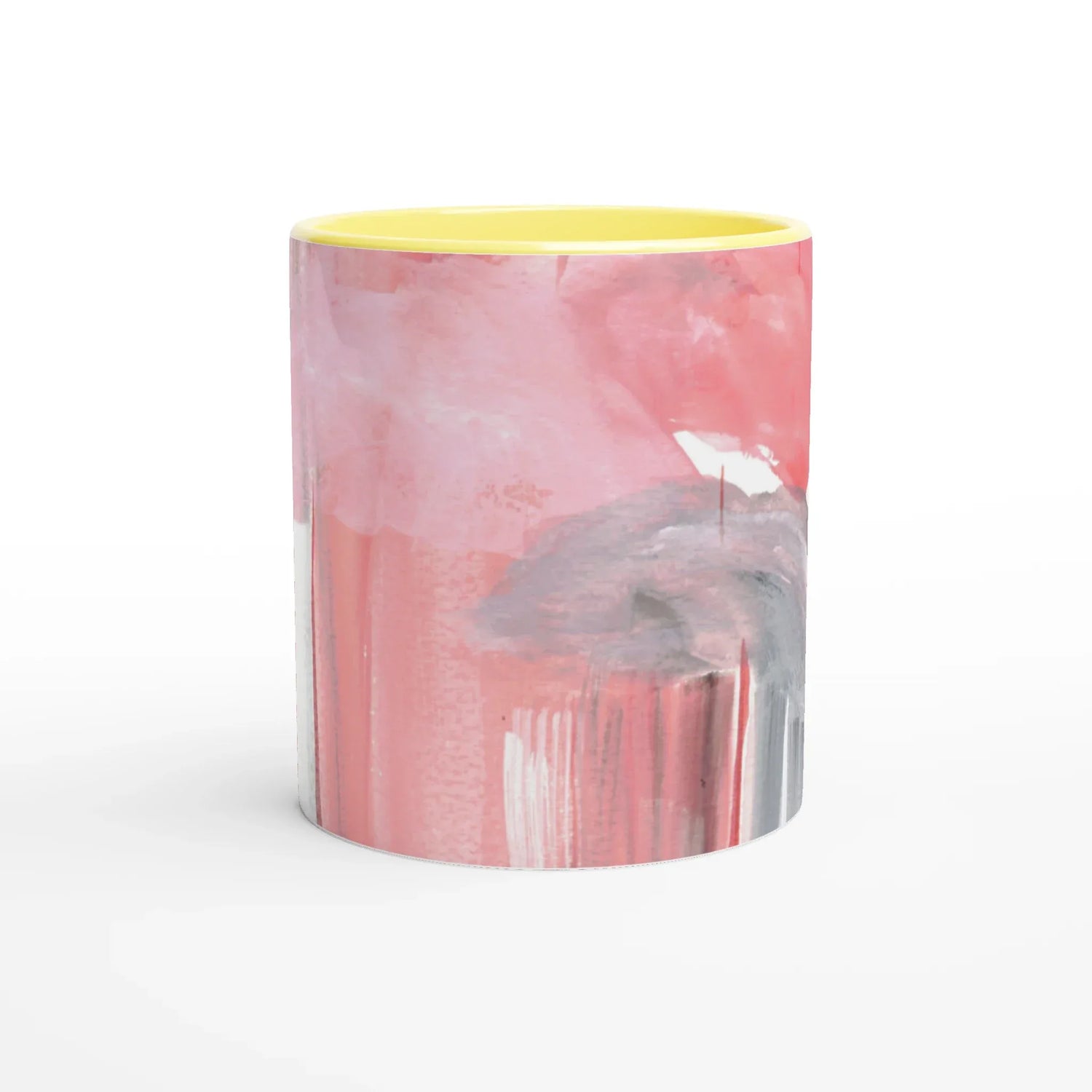 White 11oz Ceramic Mug with Color Inside Blush Cascade - Laure Leprince - Artiste Peintre