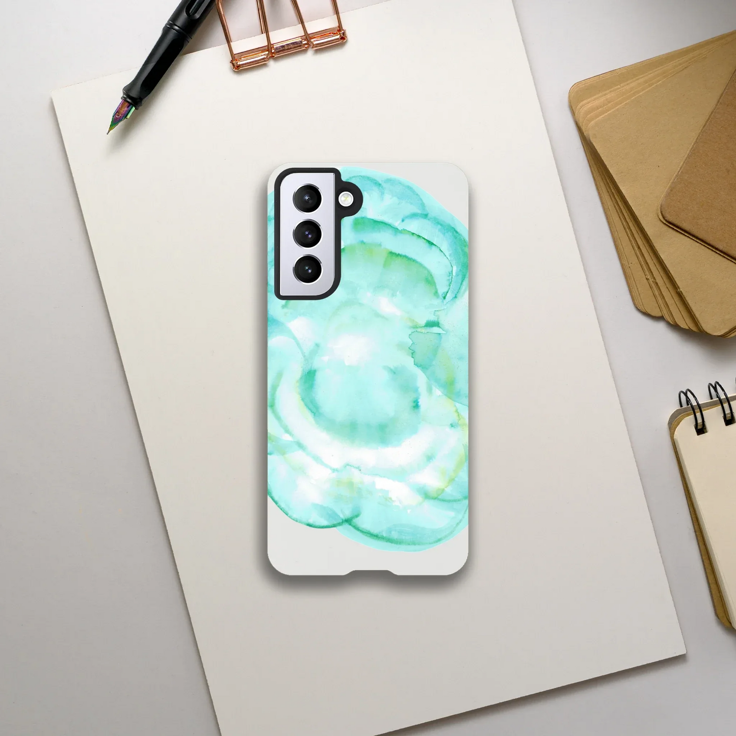 Premium Samsung Tough Case – Design Artistique Aqua Bloom - Laure Leprince - Artiste Peintre